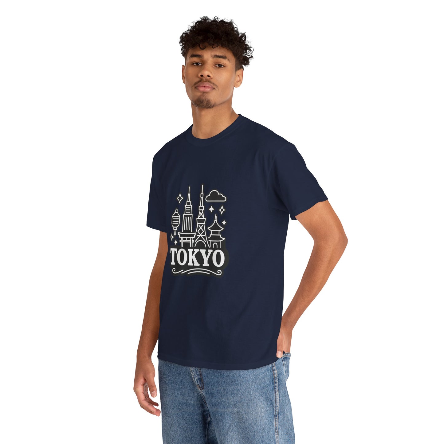 Tokyo Cityscape Unisex Heavy Cotton Tee, Graphic Tee, Travel T-Shirt, Urban Outfit, Gift for Travelers, Tokyo Lover Apparel