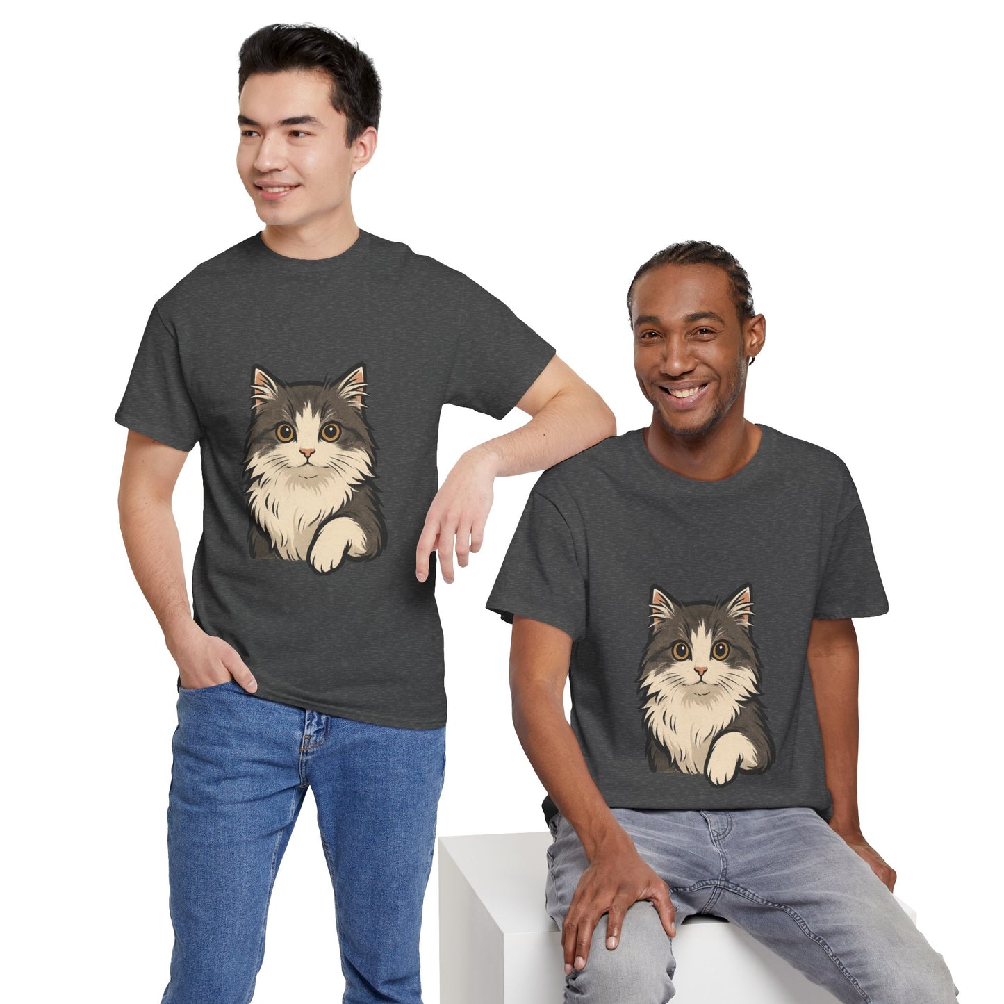 Cute Cat Unisex Heavy Cotton Tee, Animal Lover Gift, Pet Owner Shirt, Cat Lover Apparel, Animal Themed Tee, Casual Everyday Wear
