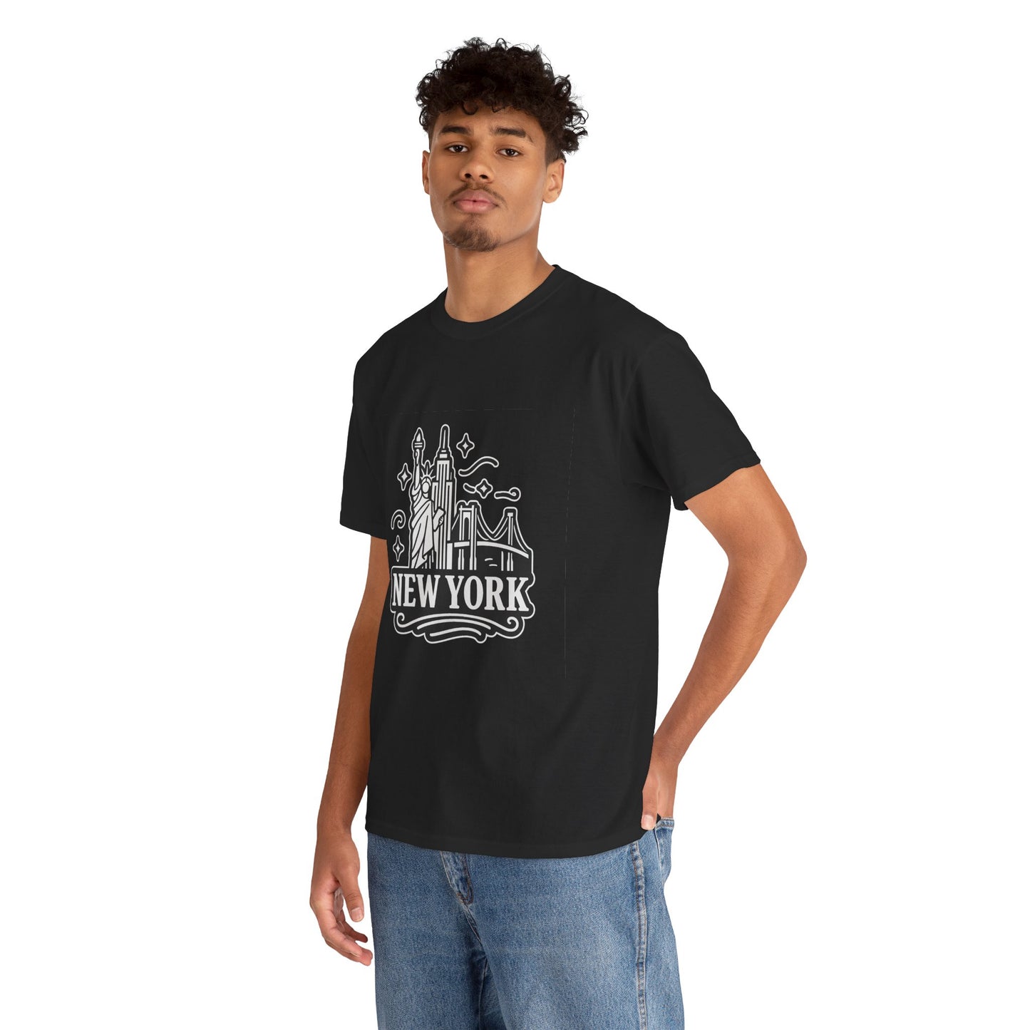 New York Skyline Unisex Heavy Cotton Tee, NYC T-Shirt, Travel Souvenir Shirt, Gift for New Yorkers, Cityscape Apparel