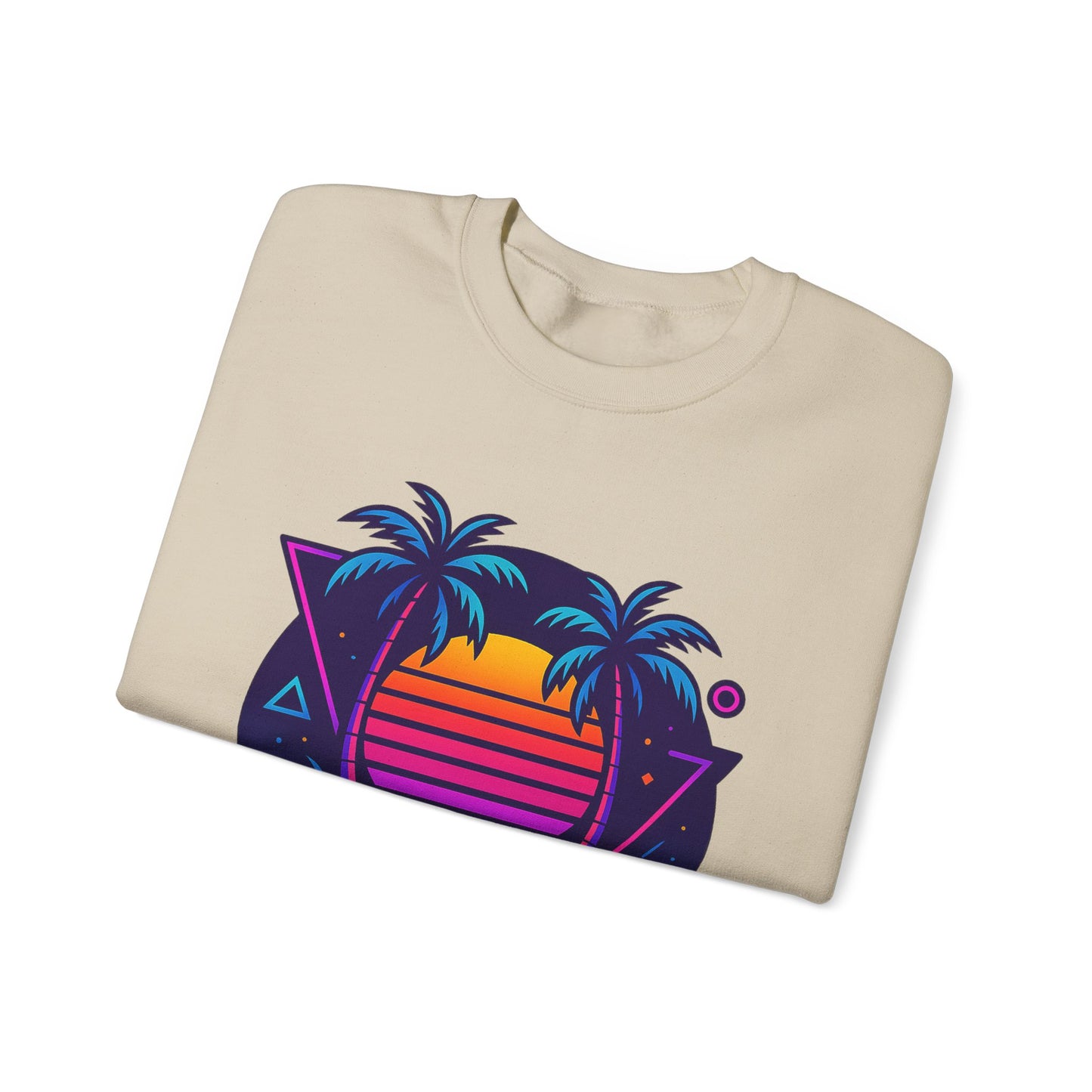 Retro Sunset Palm Trees Crewneck Sweatshirt | Cozy Unisex Fashion | Perfect for Summer Nights, Beach Days, Gifts, Casual Wear