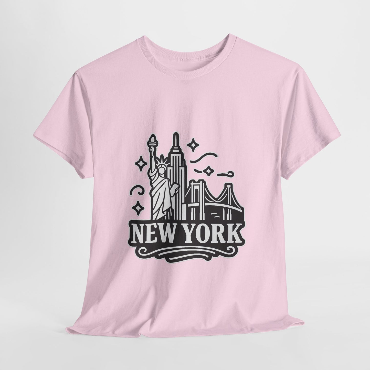 New York Skyline Unisex Heavy Cotton Tee, NYC T-Shirt, Travel Souvenir Shirt, Gift for New Yorkers, Cityscape Apparel