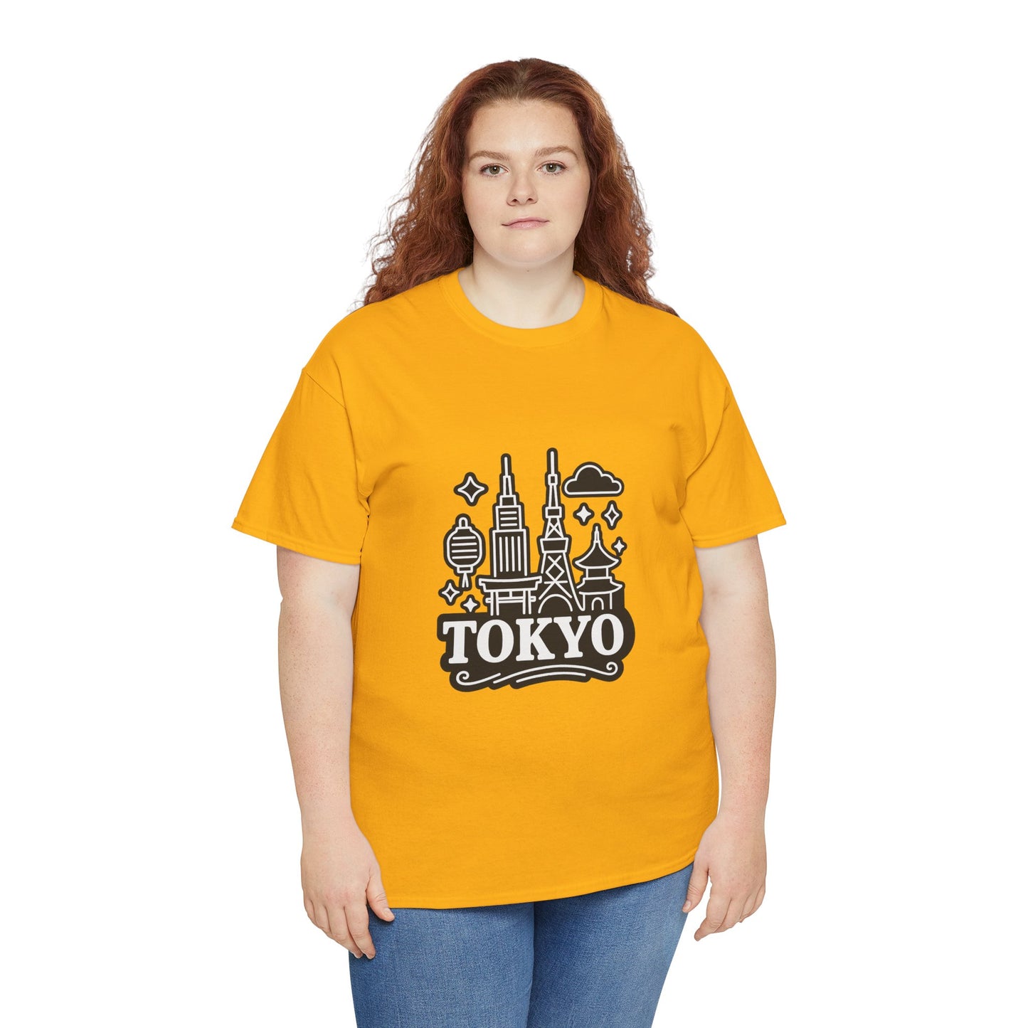 Tokyo Cityscape Unisex Heavy Cotton Tee, Graphic Tee, Travel T-Shirt, Urban Outfit, Gift for Travelers, Tokyo Lover Apparel