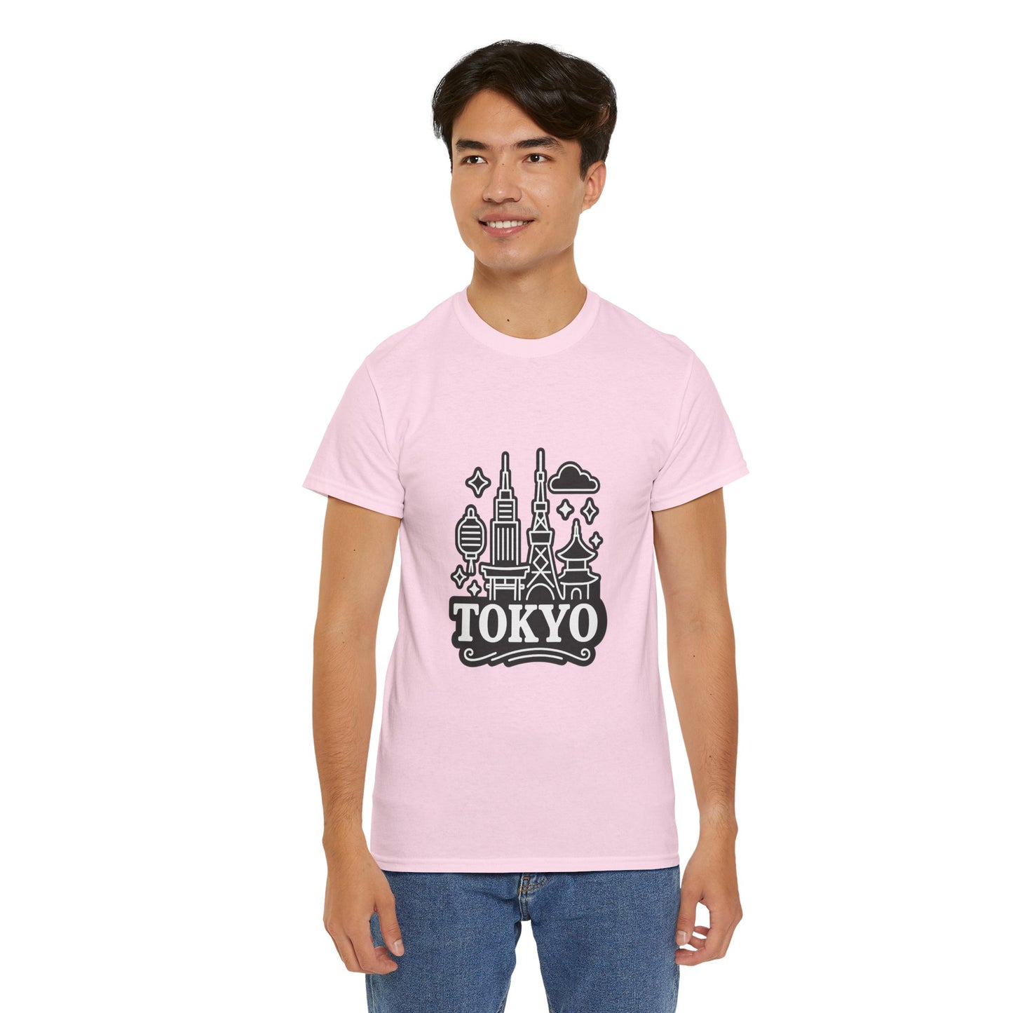 Tokyo Cityscape Unisex Heavy Cotton Tee, Graphic Tee, Travel T-Shirt, Urban Outfit, Gift for Travelers, Tokyo Lover Apparel