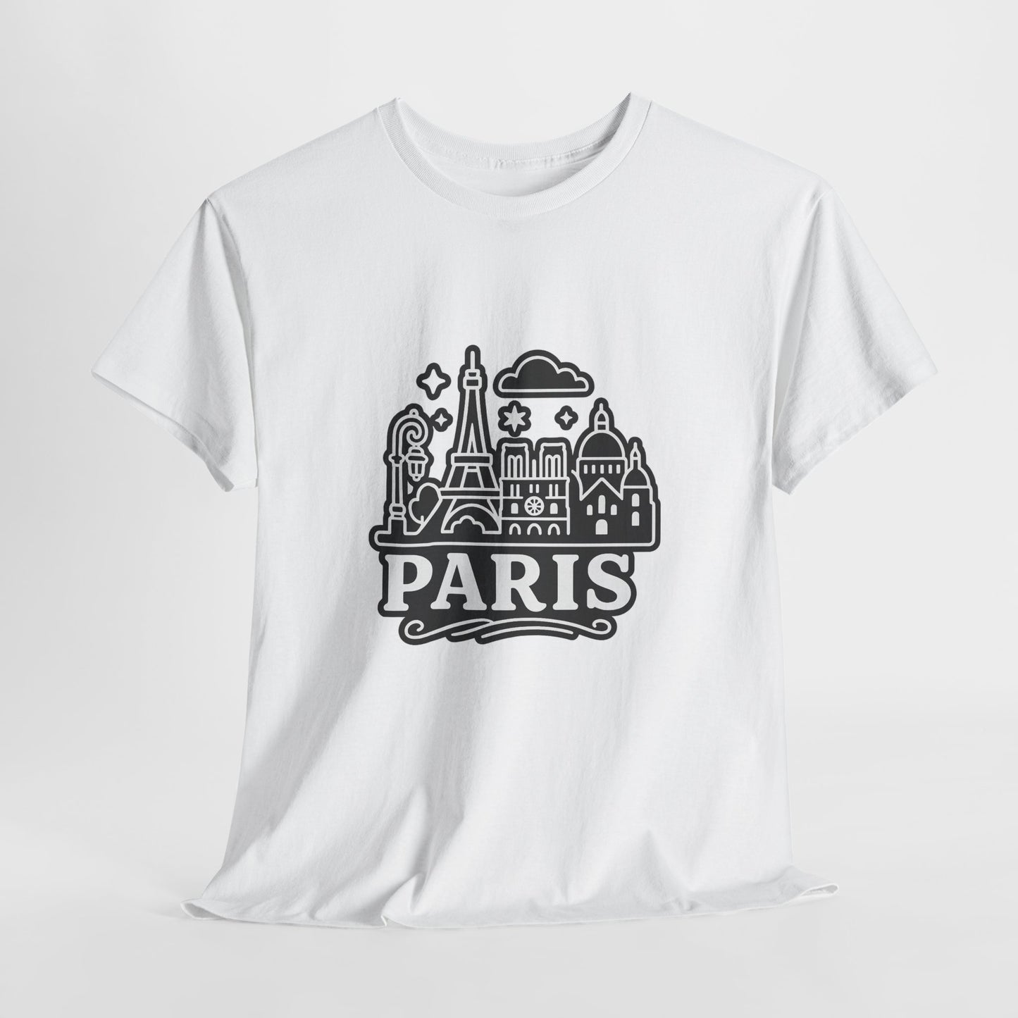 Paris-Themed Unisex Heavy Cotton Tee | Travel Gift, Casual Wear, Souvenir Shirt, Vacation Apparel, Paris Lover's Tee