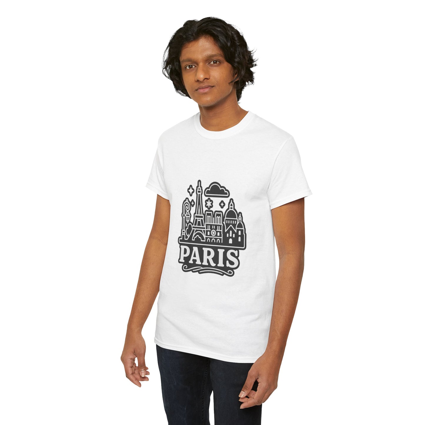 Paris-Themed Unisex Heavy Cotton Tee | Travel Gift, Casual Wear, Souvenir Shirt, Vacation Apparel, Paris Lover's Tee
