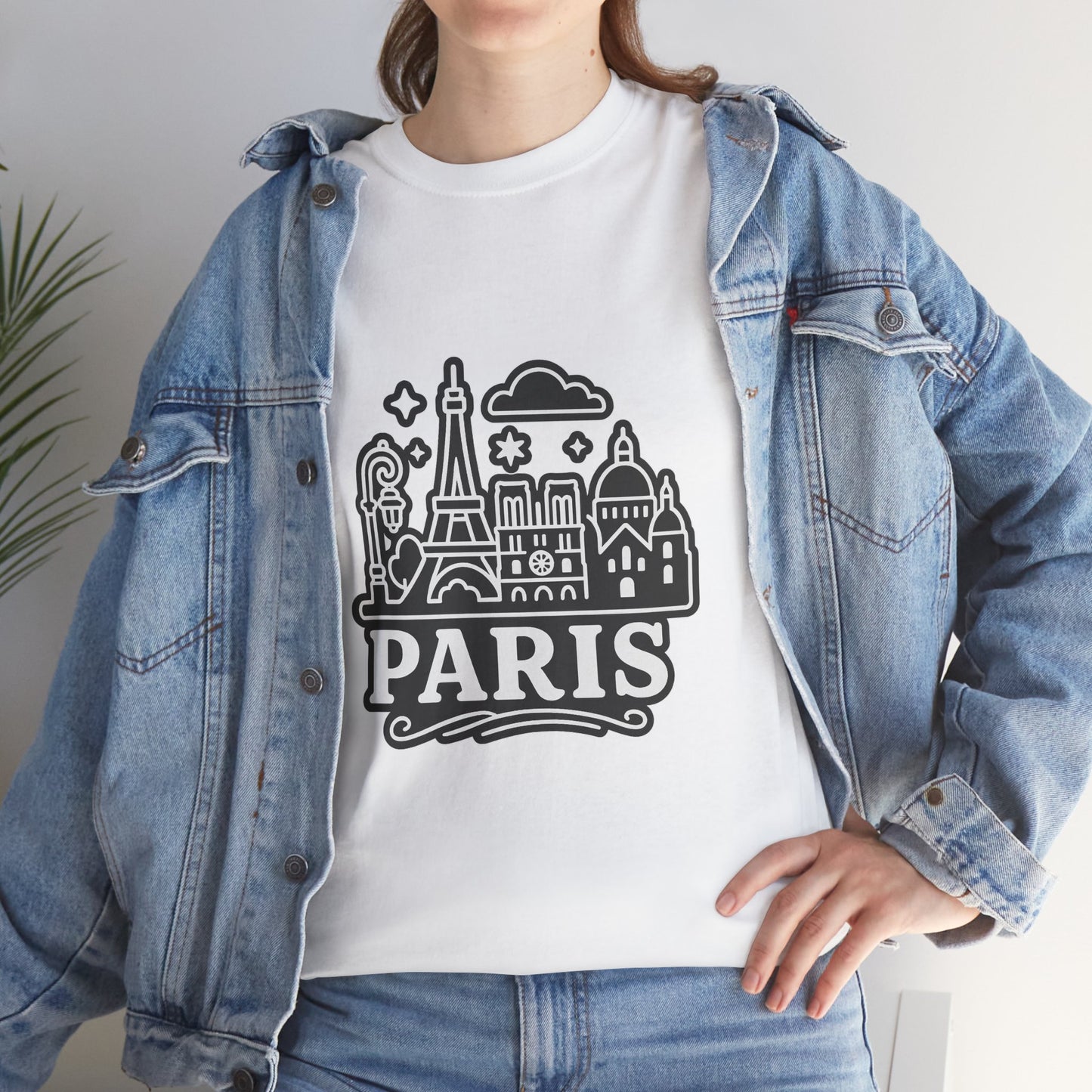 Paris-Themed Unisex Heavy Cotton Tee | Travel Gift, Casual Wear, Souvenir Shirt, Vacation Apparel, Paris Lover's Tee