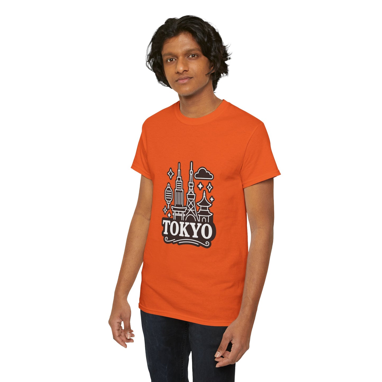Tokyo Cityscape Unisex Heavy Cotton Tee, Graphic Tee, Travel T-Shirt, Urban Outfit, Gift for Travelers, Tokyo Lover Apparel