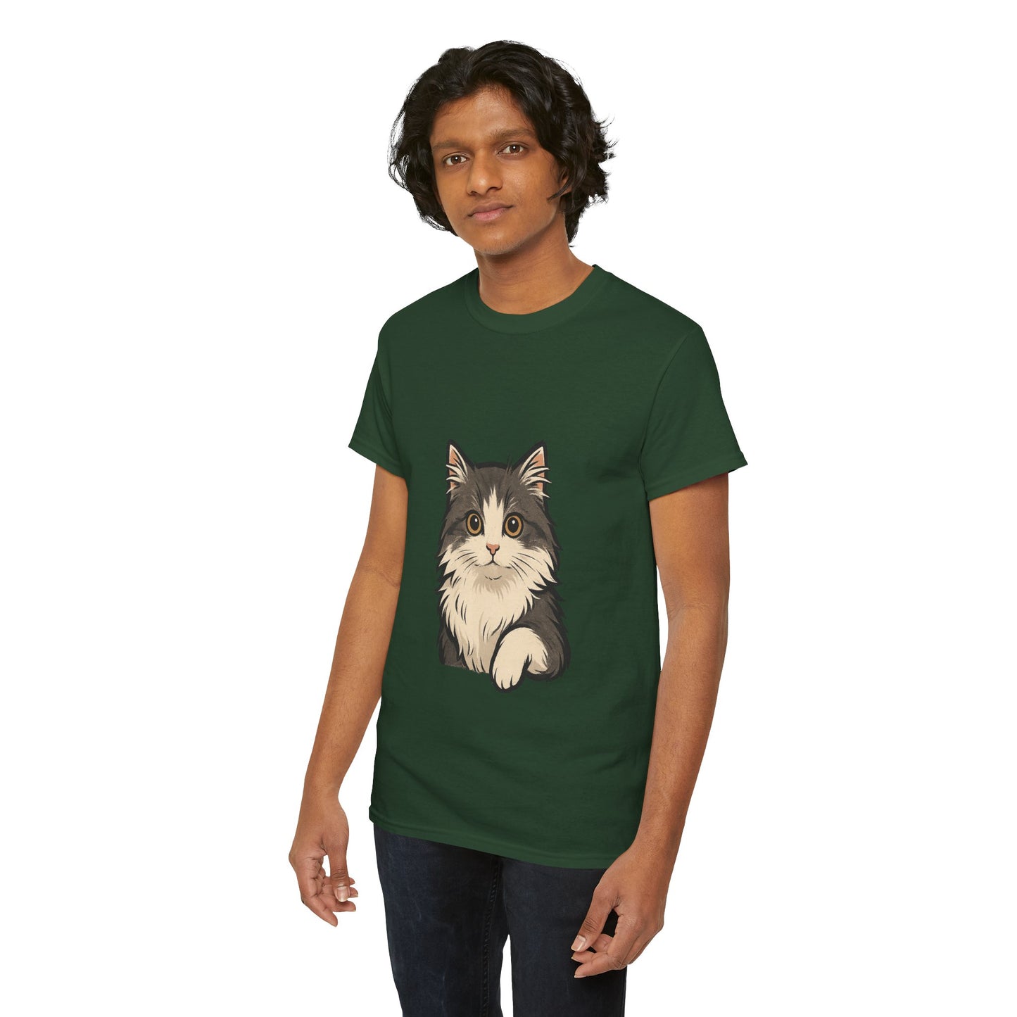 Cute Cat Unisex Heavy Cotton Tee, Animal Lover Gift, Pet Owner Shirt, Cat Lover Apparel, Animal Themed Tee, Casual Everyday Wear