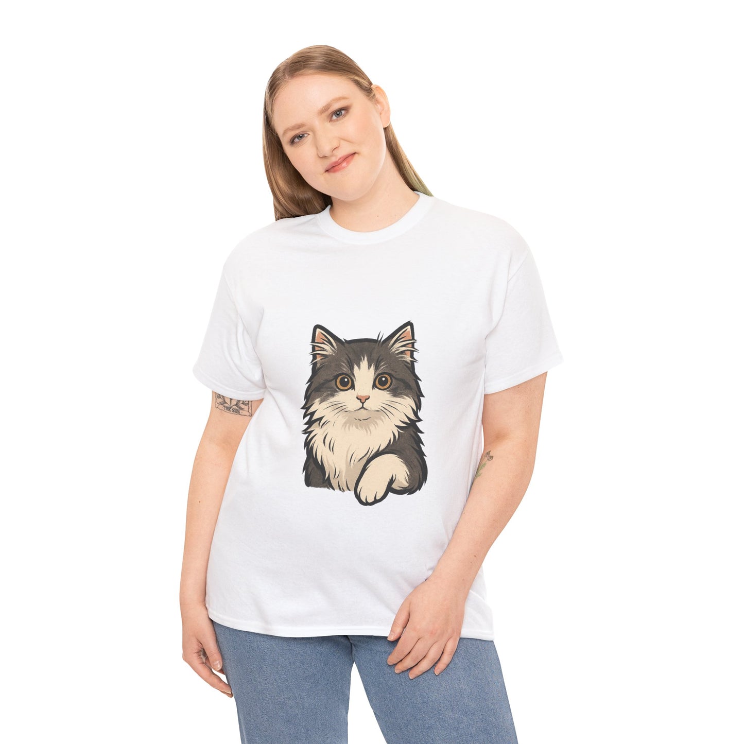 Cute Cat Unisex Heavy Cotton Tee, Animal Lover Gift, Pet Owner Shirt, Cat Lover Apparel, Animal Themed Tee, Casual Everyday Wear