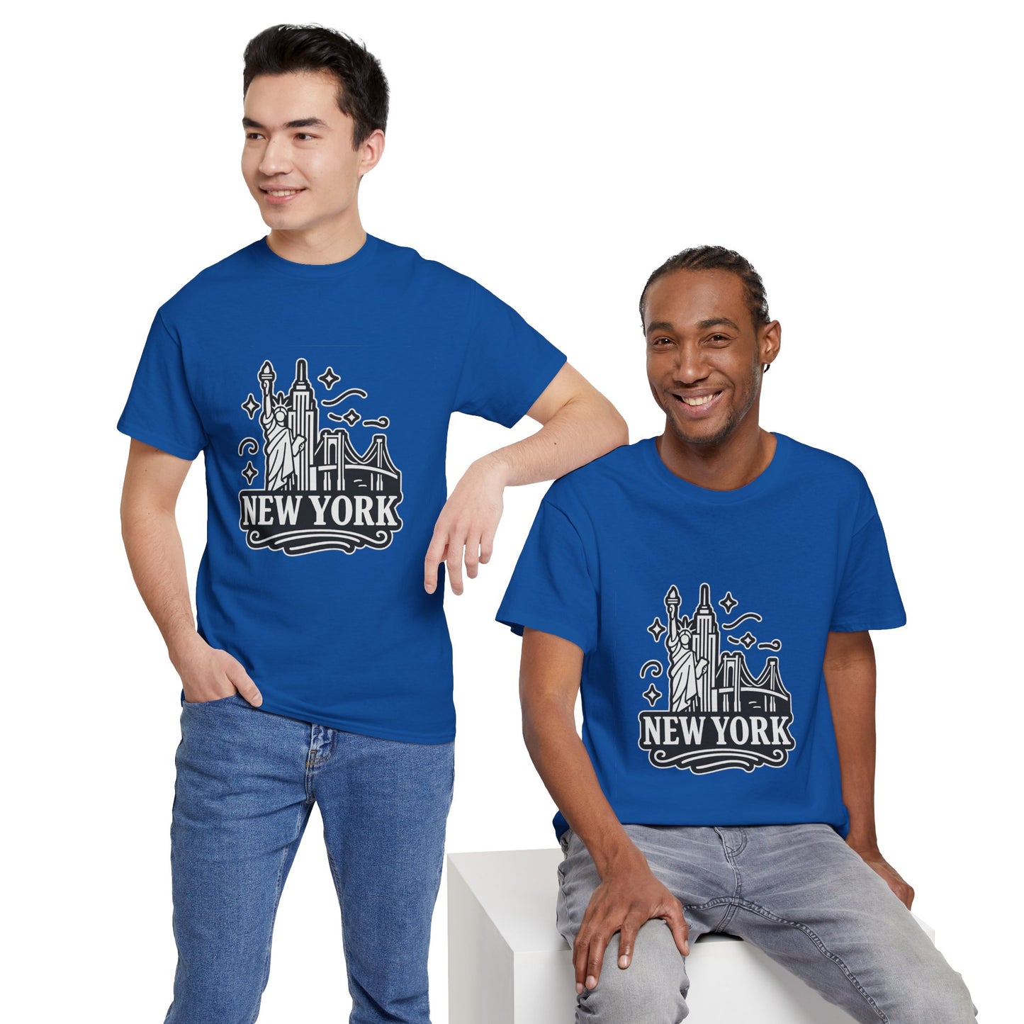 New York Skyline Unisex Heavy Cotton Tee, NYC T-Shirt, Travel Souvenir Shirt, Gift for New Yorkers, Cityscape Apparel