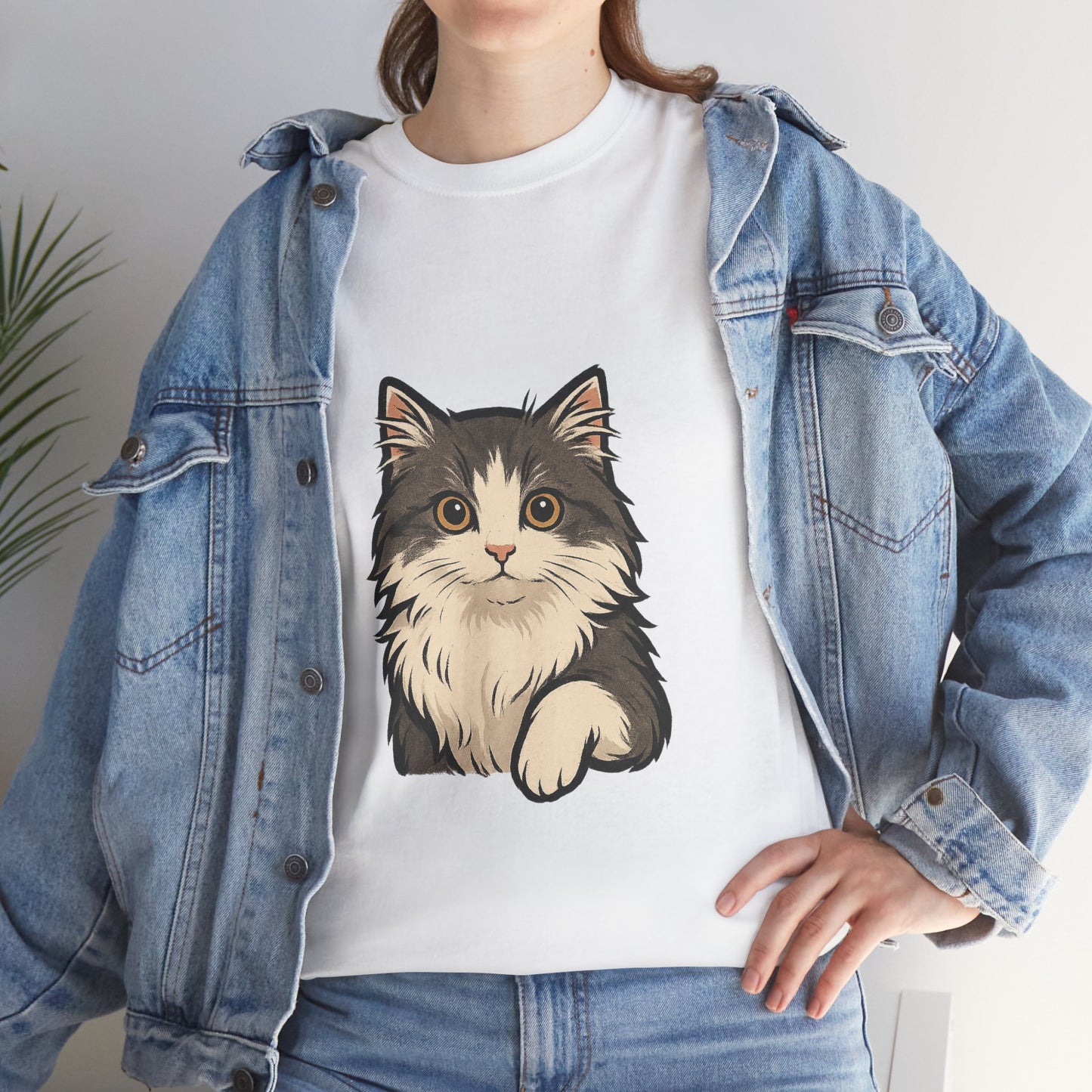 Cute Cat Unisex Heavy Cotton Tee, Animal Lover Gift, Pet Owner Shirt, Cat Lover Apparel, Animal Themed Tee, Casual Everyday Wear