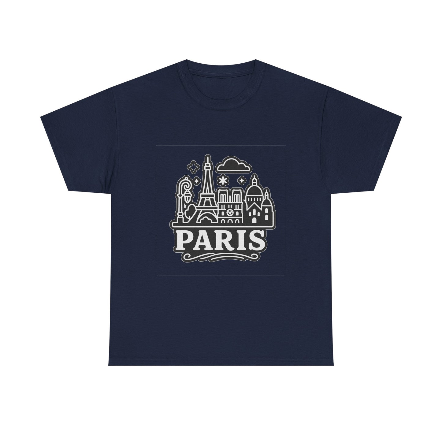 Paris-Themed Unisex Heavy Cotton Tee | Travel Gift, Casual Wear, Souvenir Shirt, Vacation Apparel, Paris Lover's Tee