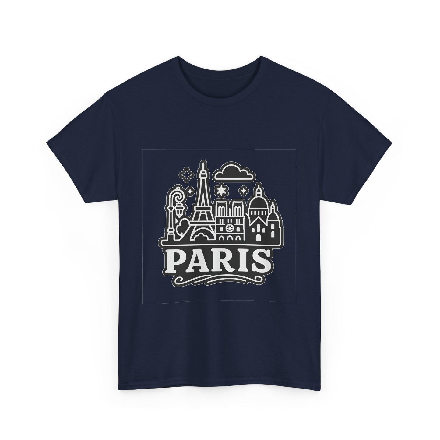 Paris-Themed Unisex Heavy Cotton Tee | Travel Gift, Casual Wear, Souvenir Shirt, Vacation Apparel, Paris Lover's Tee