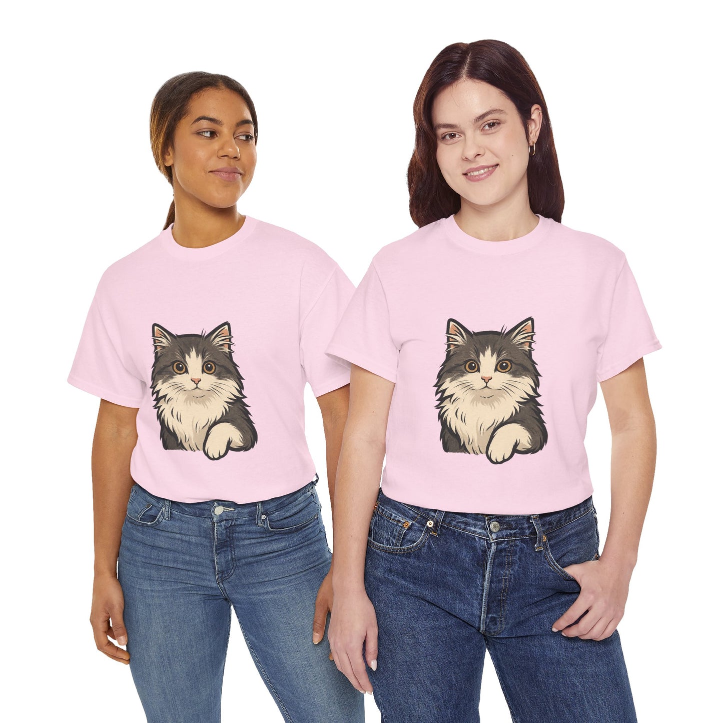 Cute Cat Unisex Heavy Cotton Tee, Animal Lover Gift, Pet Owner Shirt, Cat Lover Apparel, Animal Themed Tee, Casual Everyday Wear