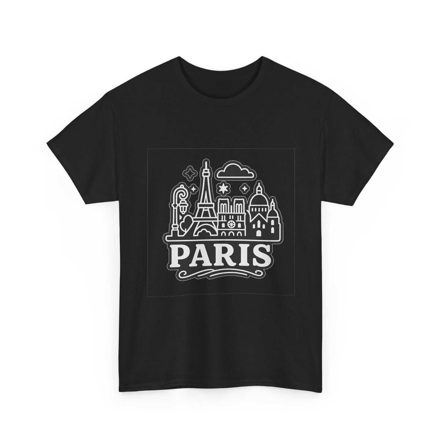 Paris-Themed Unisex Heavy Cotton Tee | Travel Gift, Casual Wear, Souvenir Shirt, Vacation Apparel, Paris Lover's Tee