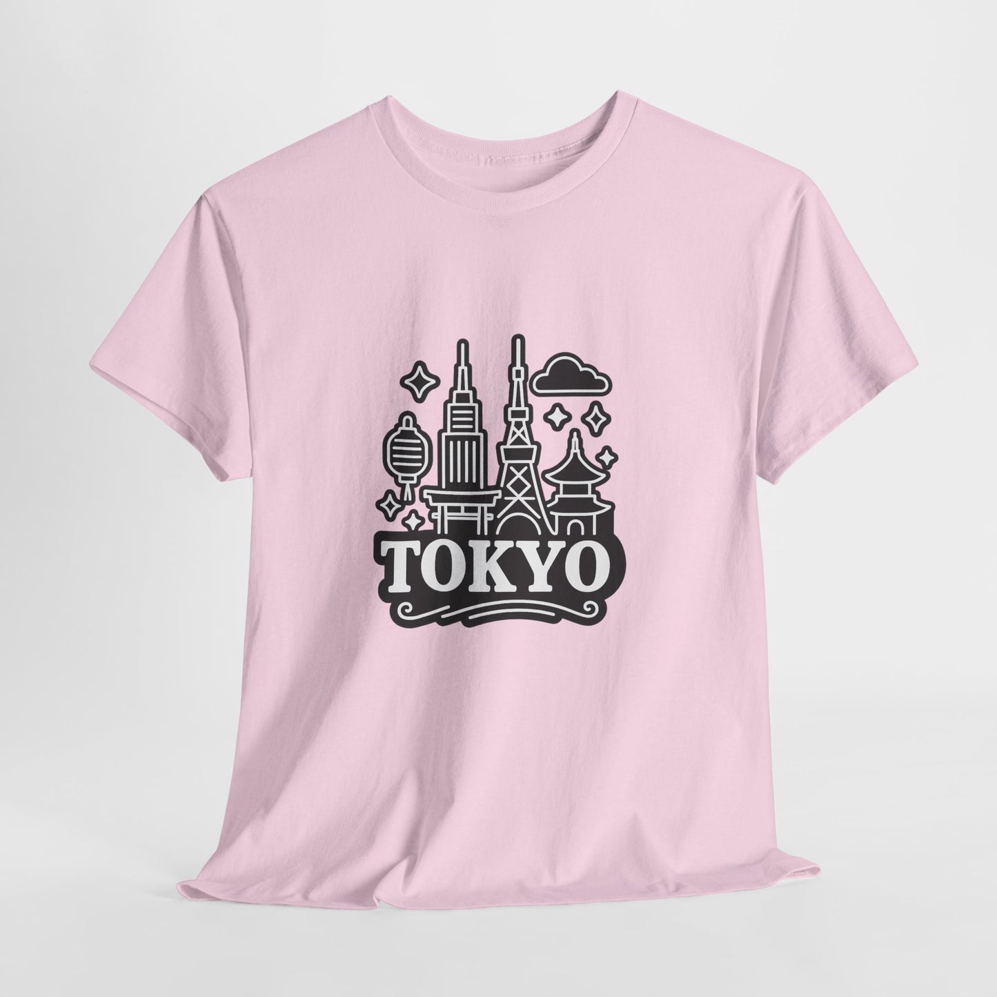 Tokyo Cityscape Unisex Heavy Cotton Tee, Graphic Tee, Travel T-Shirt, Urban Outfit, Gift for Travelers, Tokyo Lover Apparel