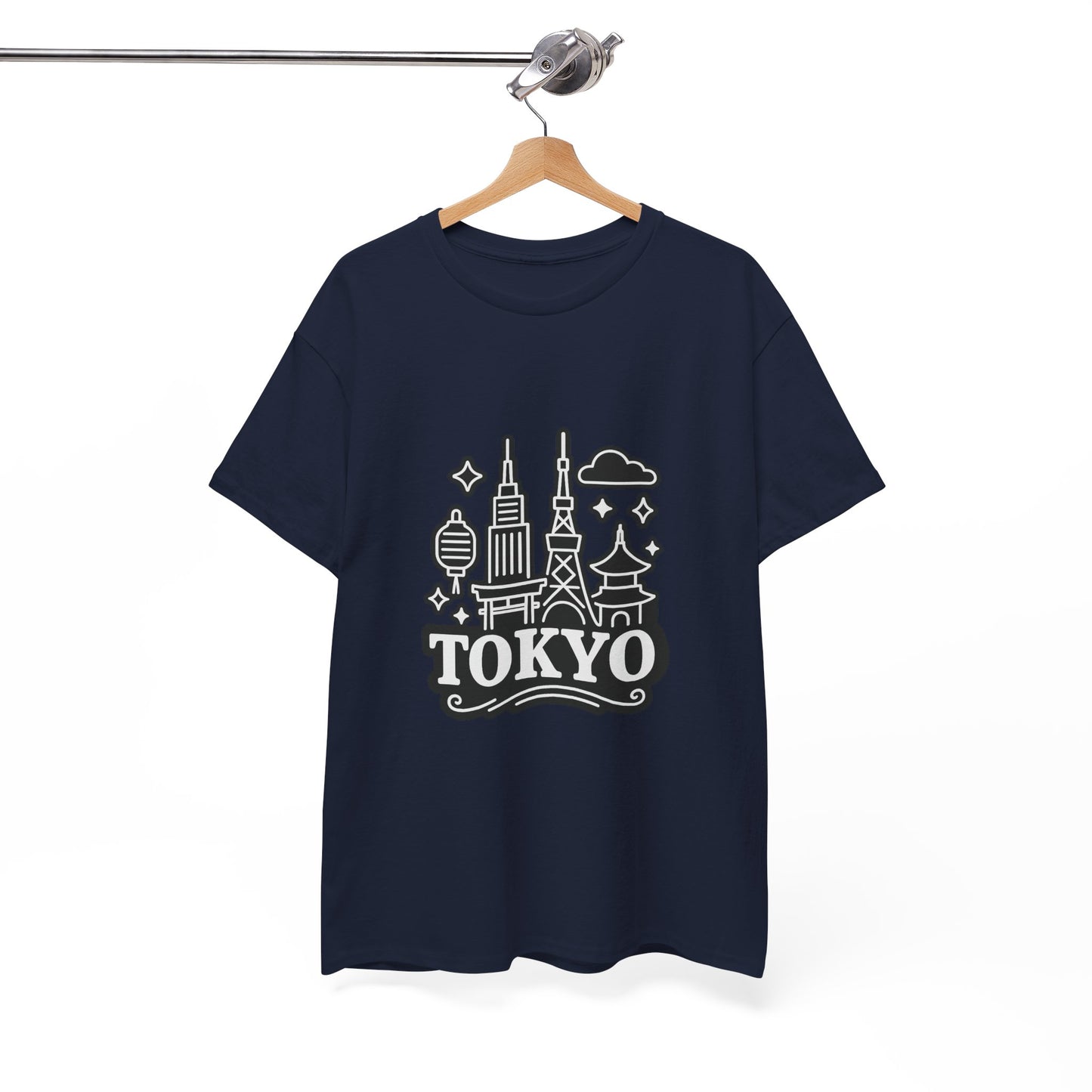 Tokyo Cityscape Unisex Heavy Cotton Tee, Graphic Tee, Travel T-Shirt, Urban Outfit, Gift for Travelers, Tokyo Lover Apparel
