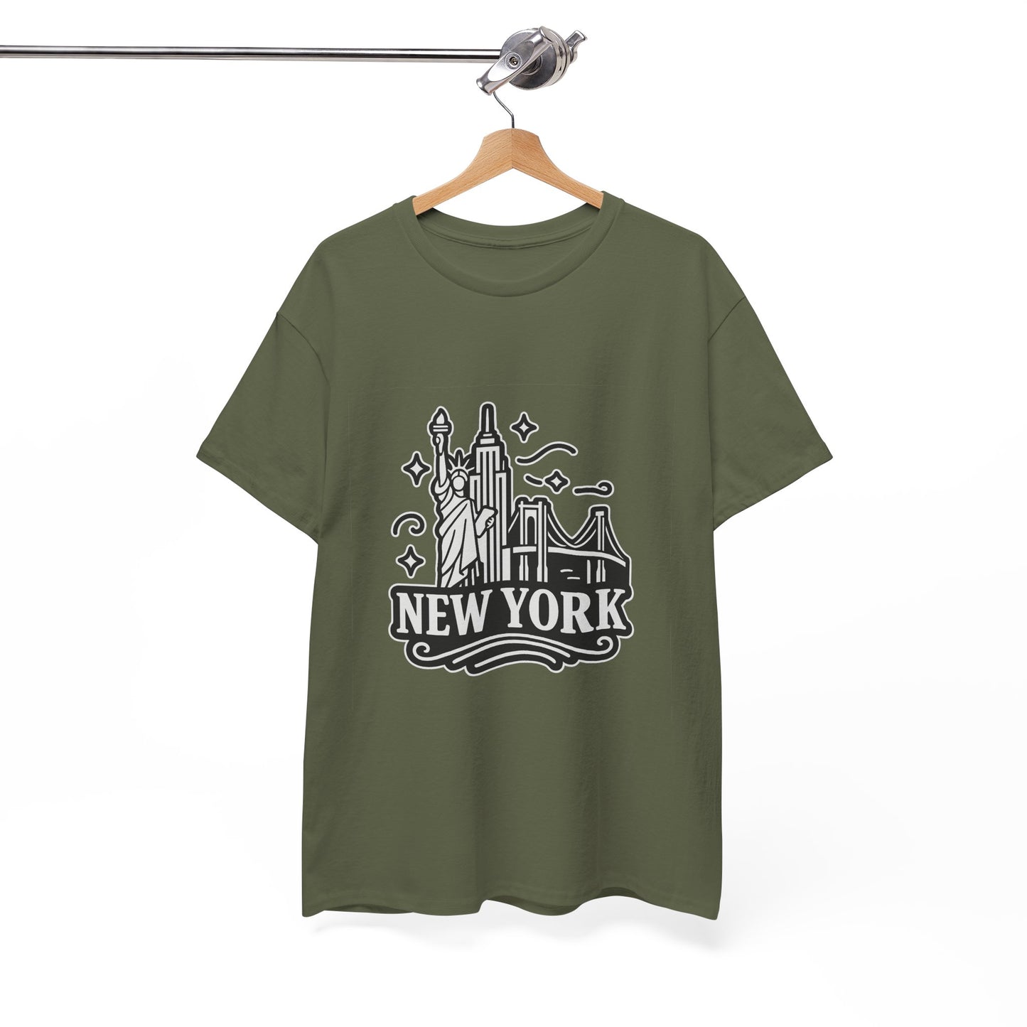 New York Skyline Unisex Heavy Cotton Tee, NYC T-Shirt, Travel Souvenir Shirt, Gift for New Yorkers, Cityscape Apparel