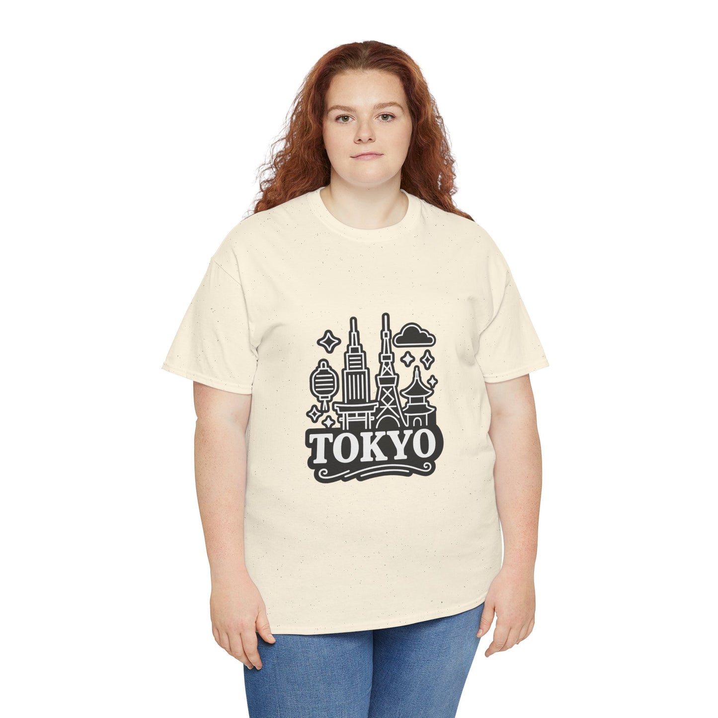 Tokyo Cityscape Unisex Heavy Cotton Tee, Graphic Tee, Travel T-Shirt, Urban Outfit, Gift for Travelers, Tokyo Lover Apparel
