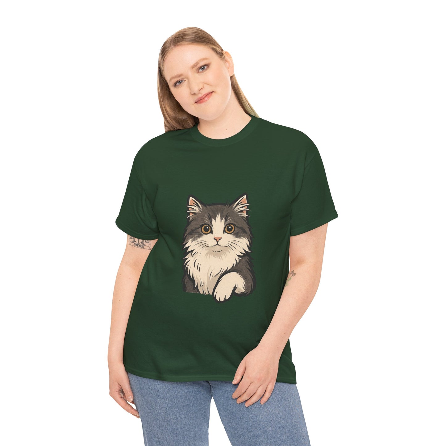 Cute Cat Unisex Heavy Cotton Tee, Animal Lover Gift, Pet Owner Shirt, Cat Lover Apparel, Animal Themed Tee, Casual Everyday Wear
