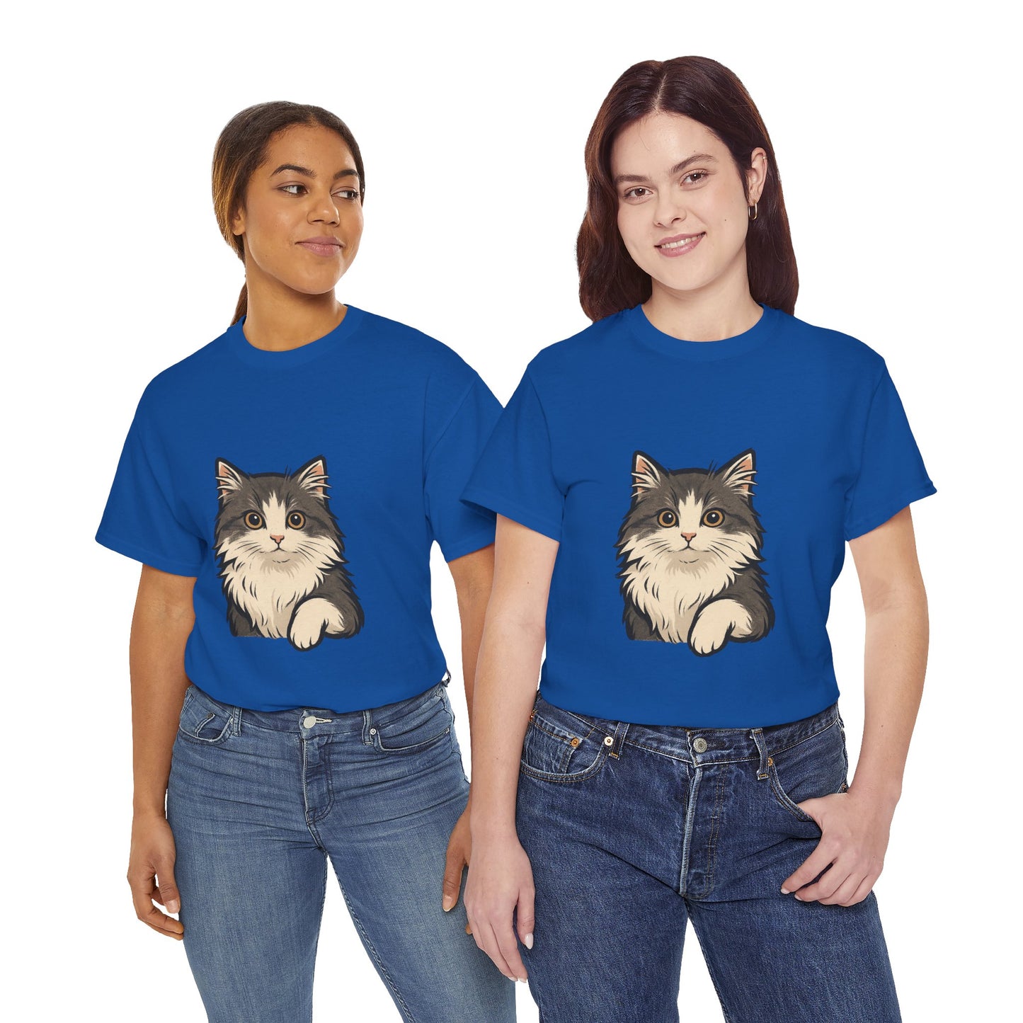 Cute Cat Unisex Heavy Cotton Tee, Animal Lover Gift, Pet Owner Shirt, Cat Lover Apparel, Animal Themed Tee, Casual Everyday Wear