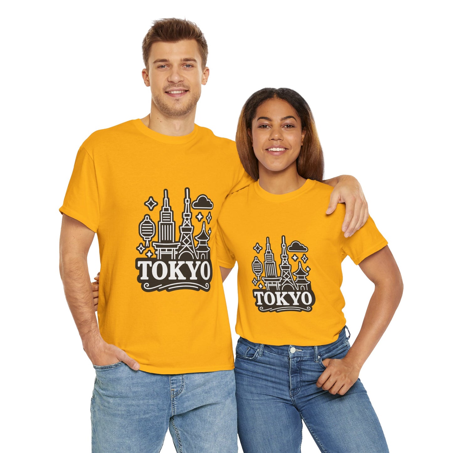 Tokyo Cityscape Unisex Heavy Cotton Tee, Graphic Tee, Travel T-Shirt, Urban Outfit, Gift for Travelers, Tokyo Lover Apparel