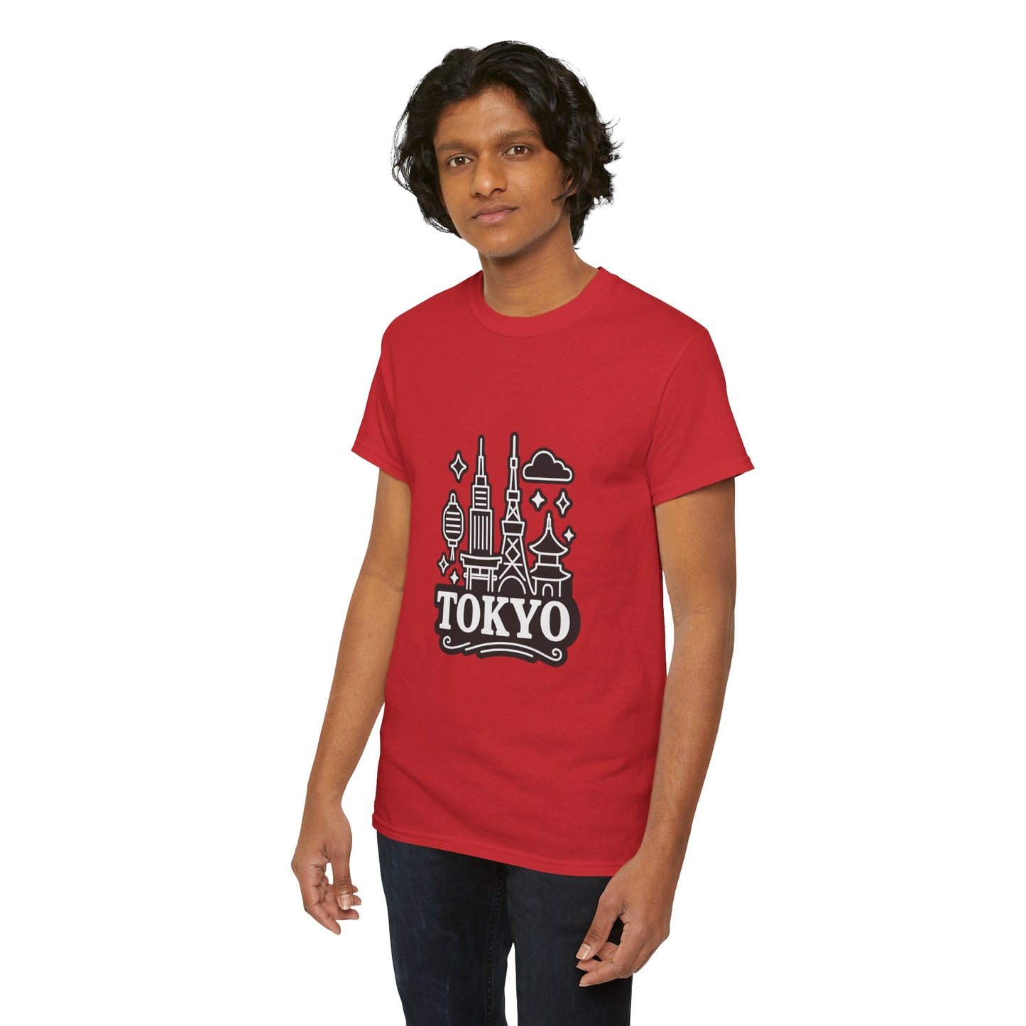 Tokyo Cityscape Unisex Heavy Cotton Tee, Graphic Tee, Travel T-Shirt, Urban Outfit, Gift for Travelers, Tokyo Lover Apparel