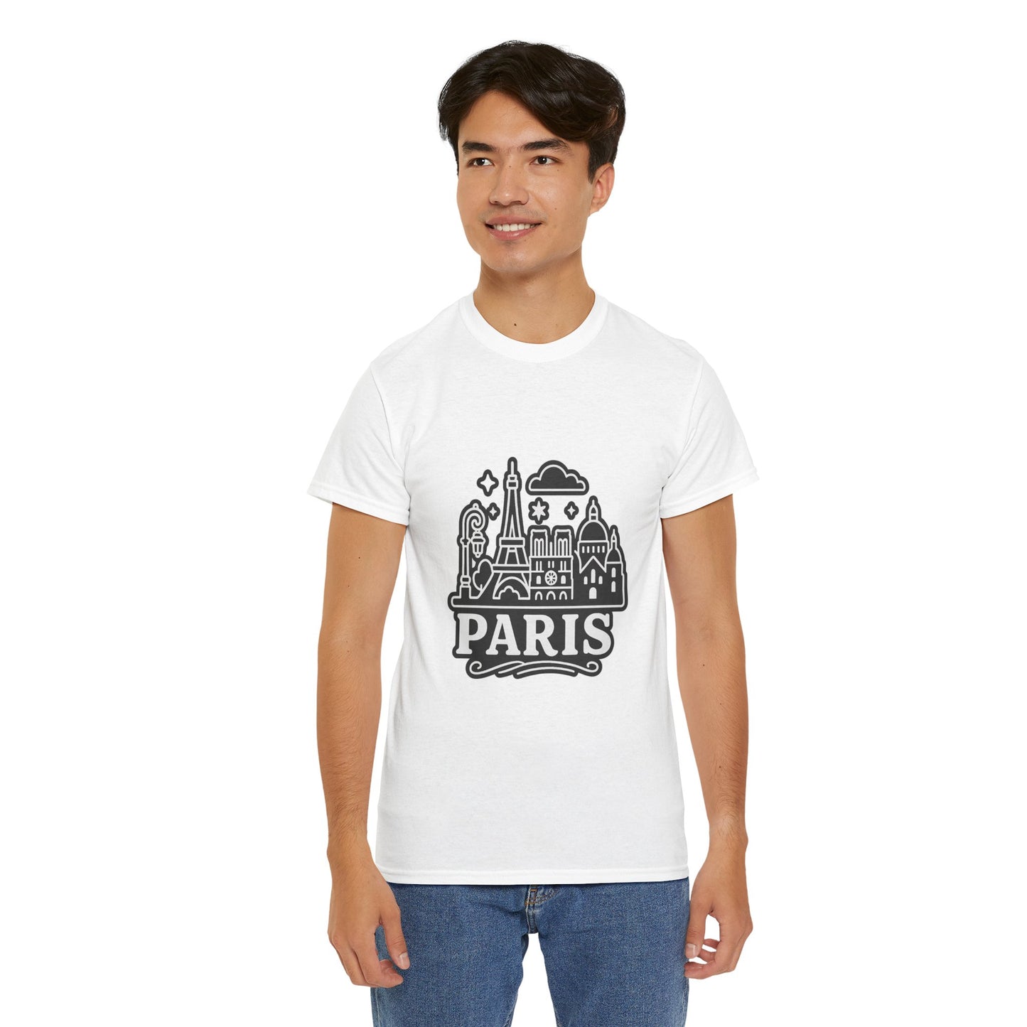 Paris-Themed Unisex Heavy Cotton Tee | Travel Gift, Casual Wear, Souvenir Shirt, Vacation Apparel, Paris Lover's Tee