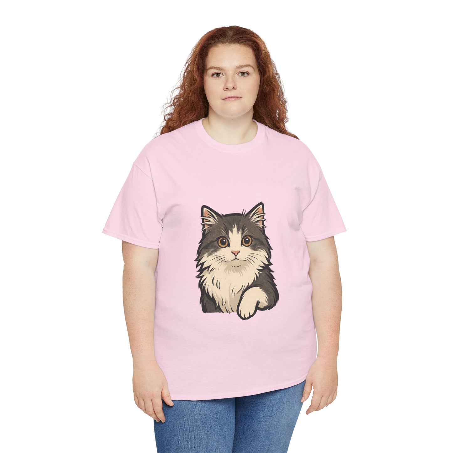 Cute Cat Unisex Heavy Cotton Tee, Animal Lover Gift, Pet Owner Shirt, Cat Lover Apparel, Animal Themed Tee, Casual Everyday Wear