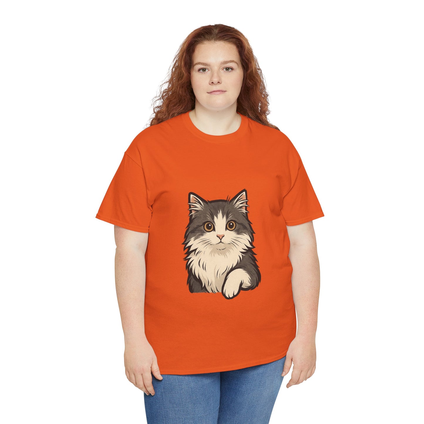 Cute Cat Unisex Heavy Cotton Tee, Animal Lover Gift, Pet Owner Shirt, Cat Lover Apparel, Animal Themed Tee, Casual Everyday Wear