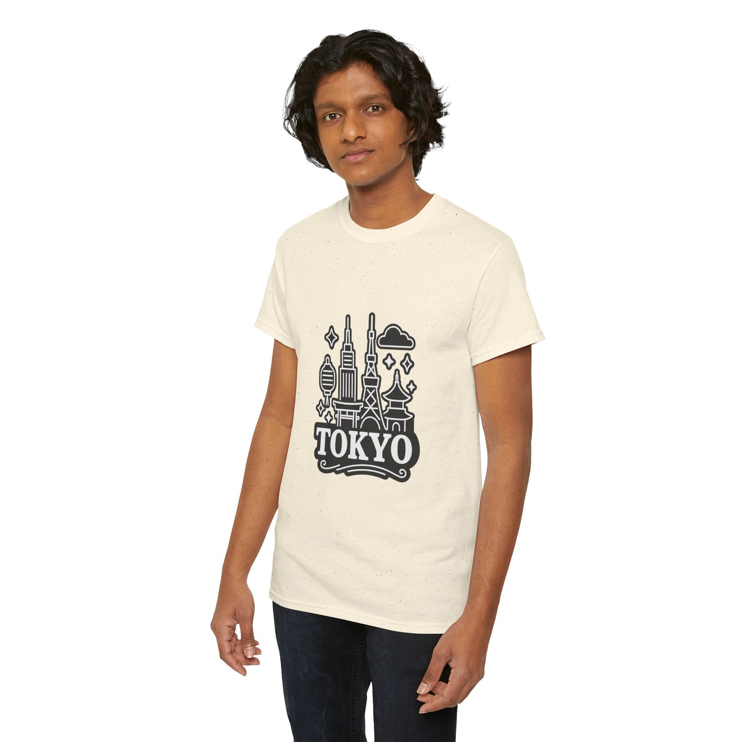 Tokyo Cityscape Unisex Heavy Cotton Tee, Graphic Tee, Travel T-Shirt, Urban Outfit, Gift for Travelers, Tokyo Lover Apparel