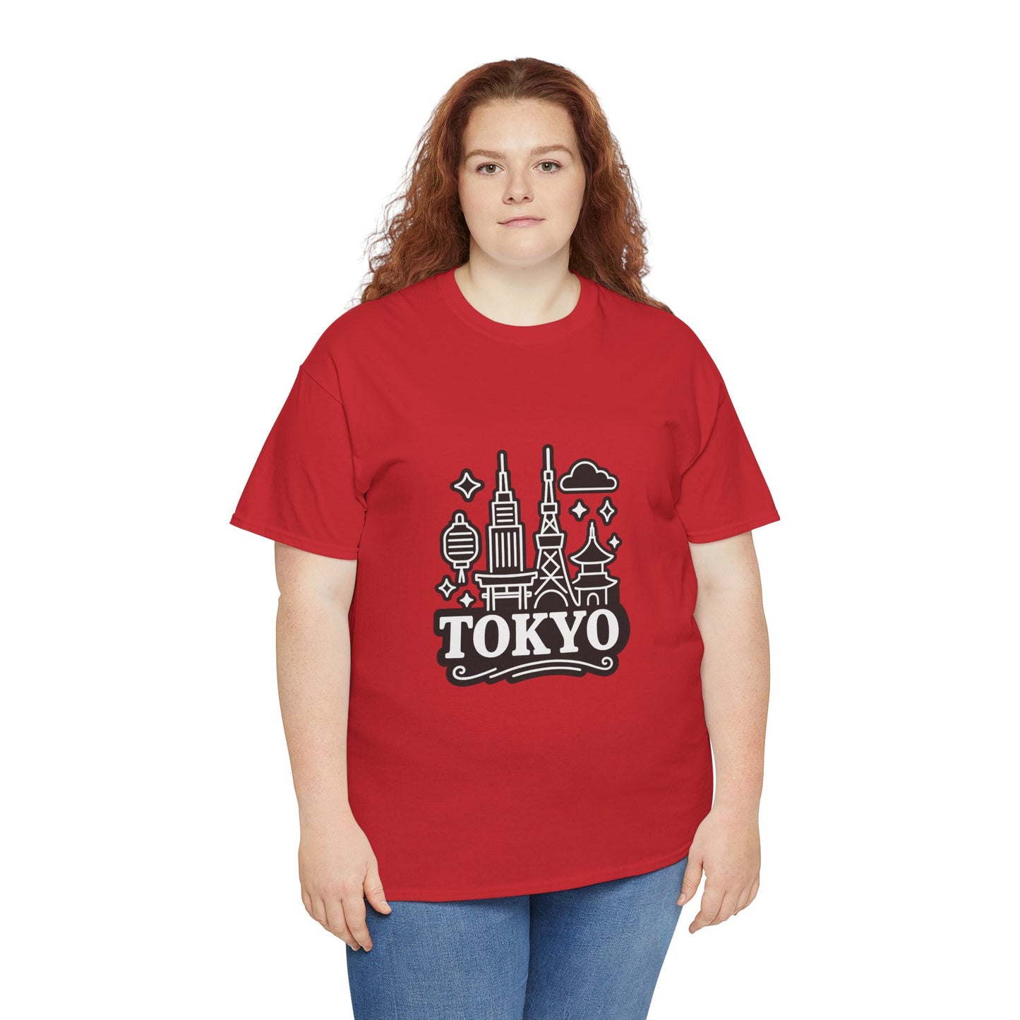 Tokyo Cityscape Unisex Heavy Cotton Tee, Graphic Tee, Travel T-Shirt, Urban Outfit, Gift for Travelers, Tokyo Lover Apparel