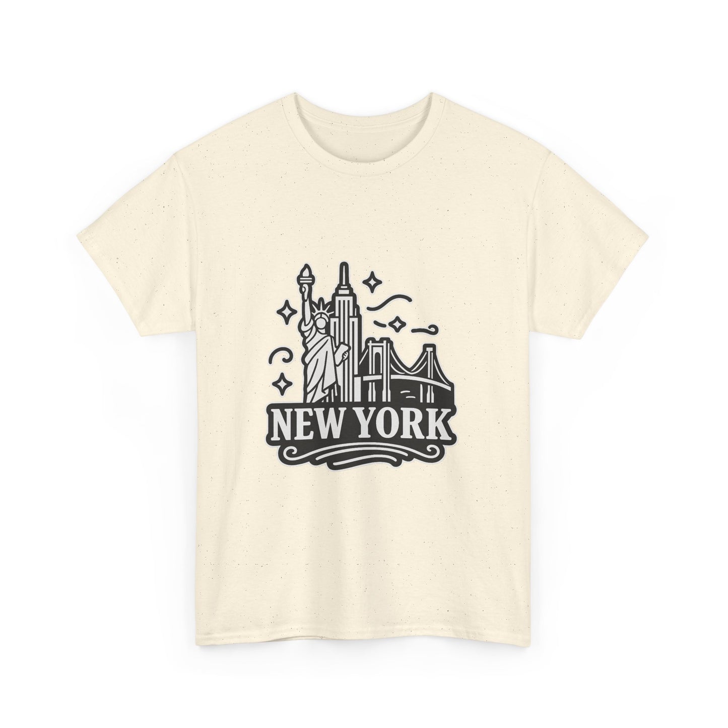 New York Skyline Unisex Heavy Cotton Tee, NYC T-Shirt, Travel Souvenir Shirt, Gift for New Yorkers, Cityscape Apparel