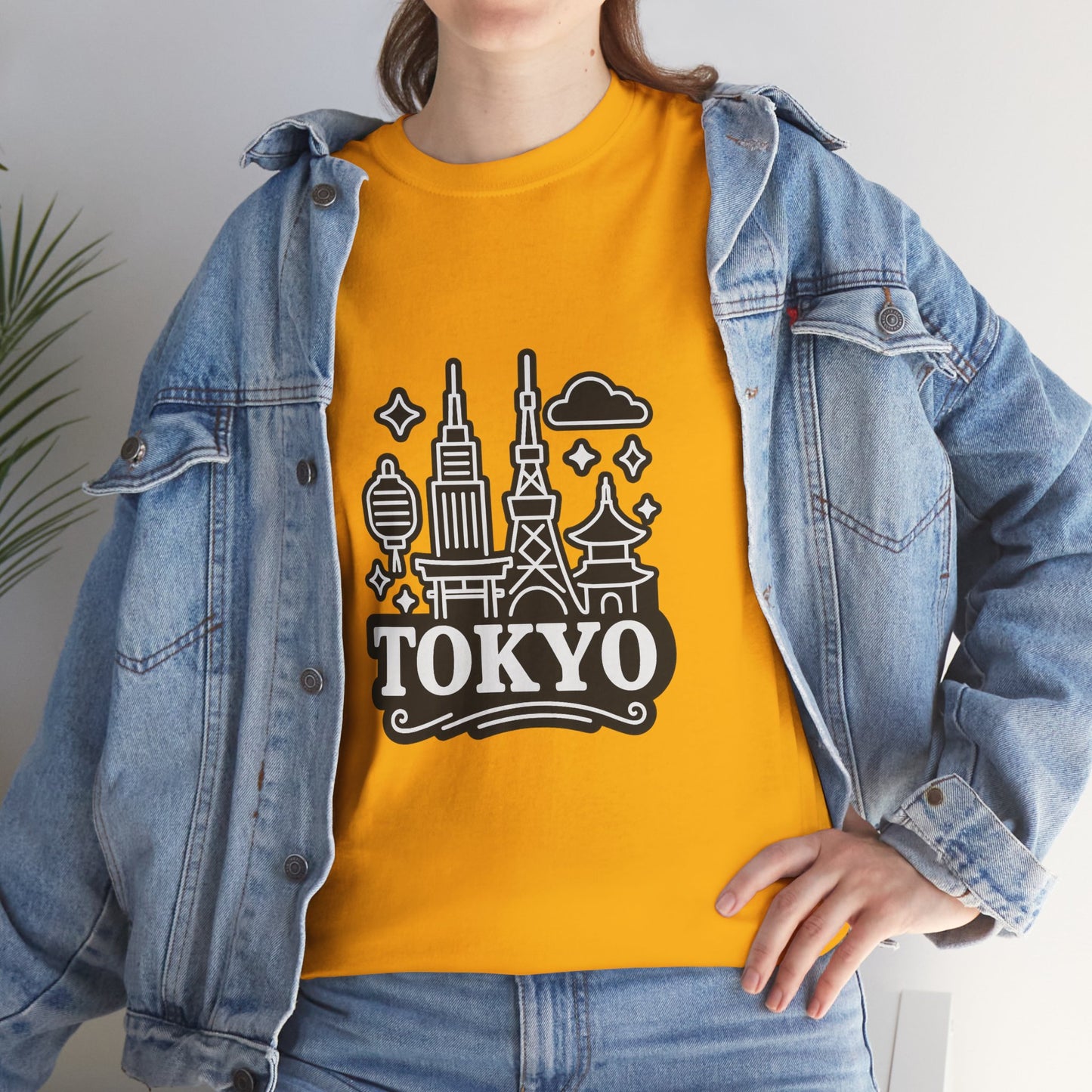 Tokyo Cityscape Unisex Heavy Cotton Tee, Graphic Tee, Travel T-Shirt, Urban Outfit, Gift for Travelers, Tokyo Lover Apparel