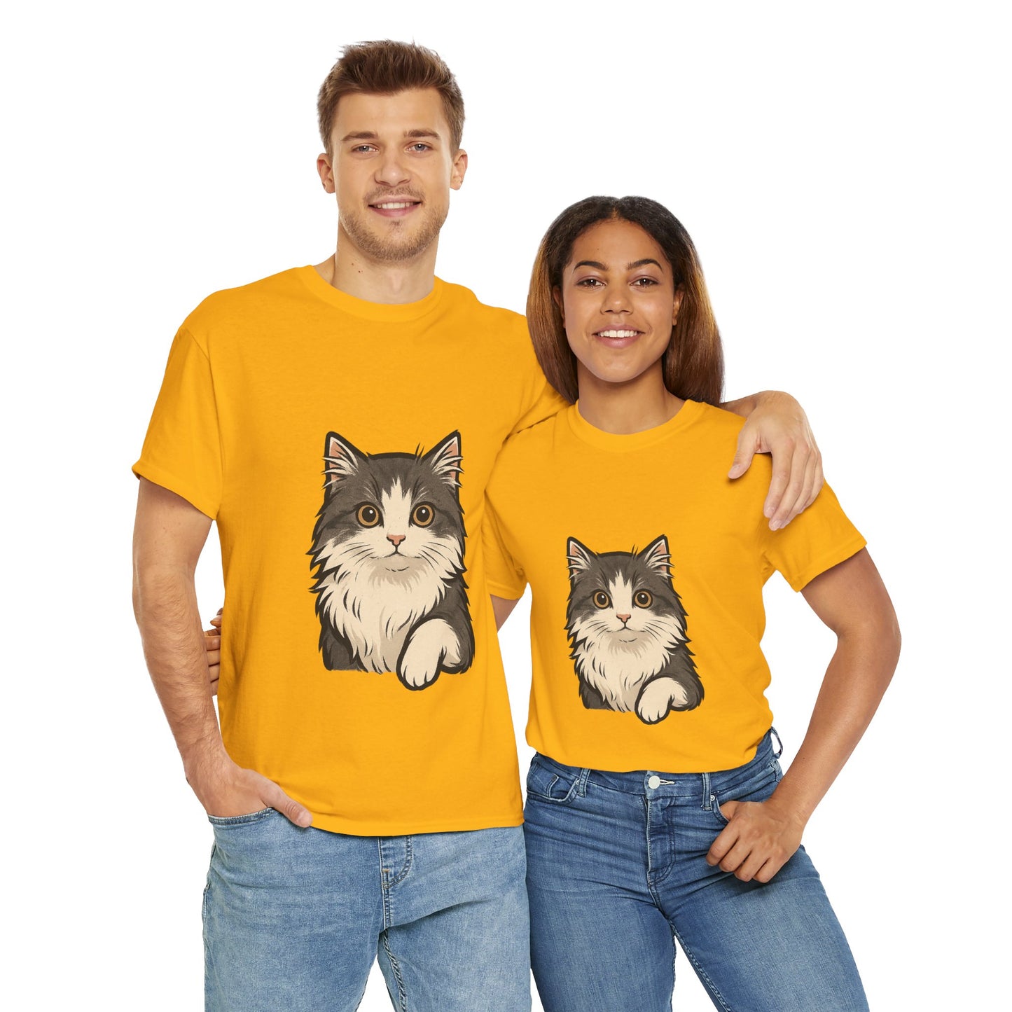 Cute Cat Unisex Heavy Cotton Tee, Animal Lover Gift, Pet Owner Shirt, Cat Lover Apparel, Animal Themed Tee, Casual Everyday Wear