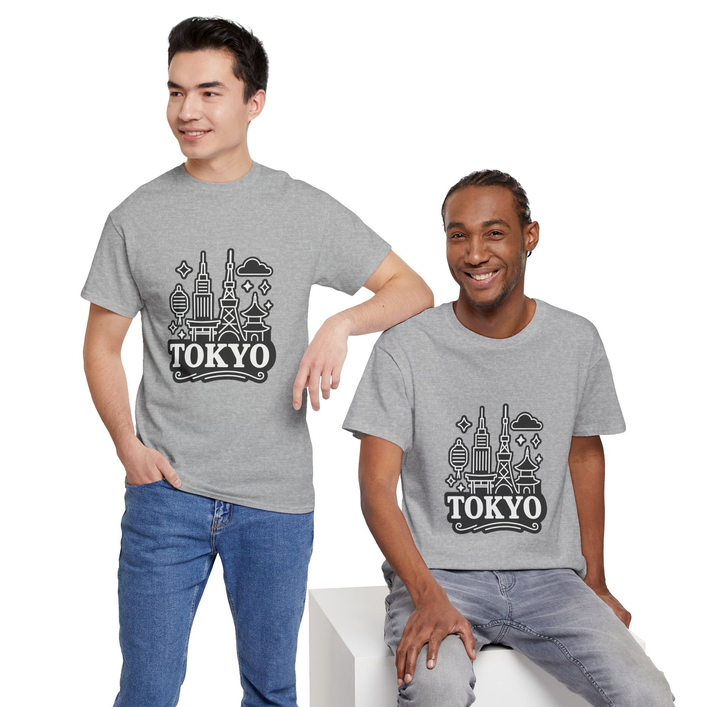 Tokyo Cityscape Unisex Heavy Cotton Tee, Graphic Tee, Travel T-Shirt, Urban Outfit, Gift for Travelers, Tokyo Lover Apparel