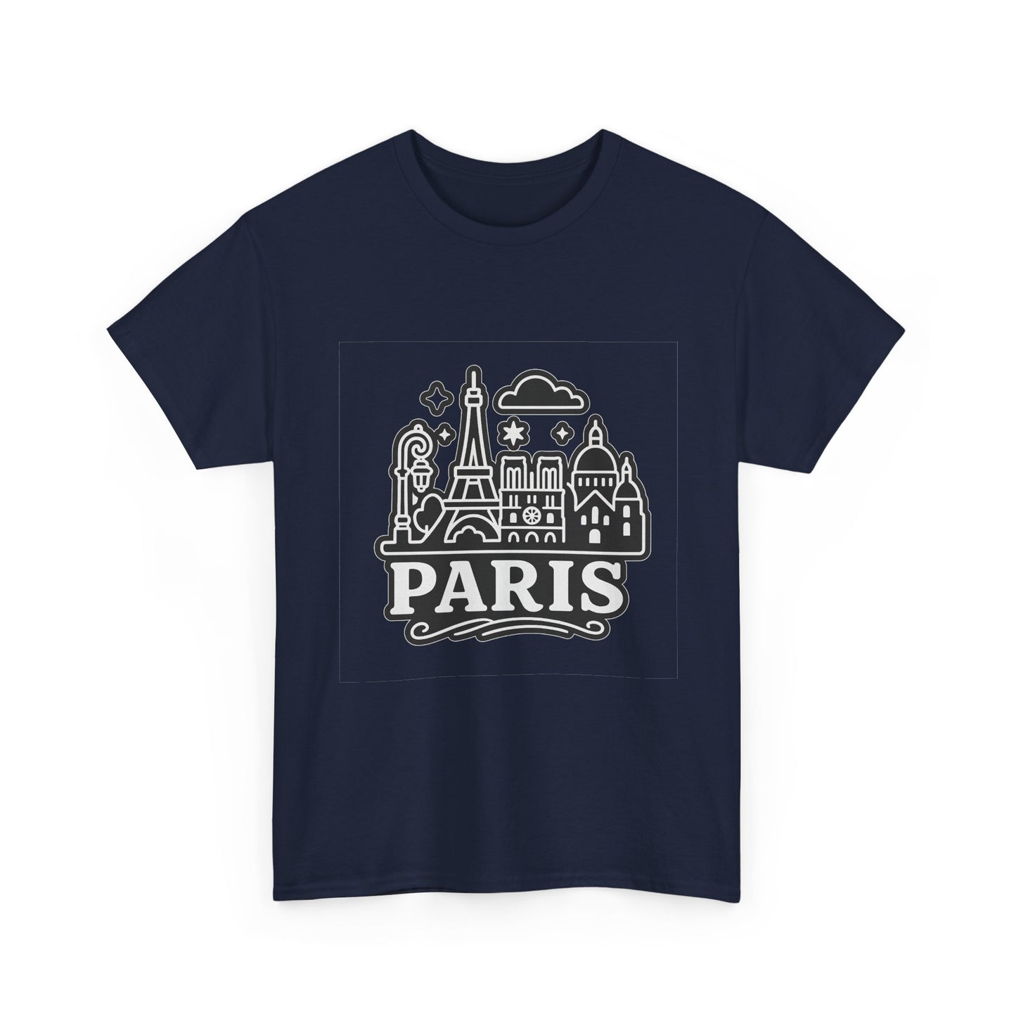 Paris-Themed Unisex Heavy Cotton Tee | Travel Gift, Casual Wear, Souvenir Shirt, Vacation Apparel, Paris Lover's Tee