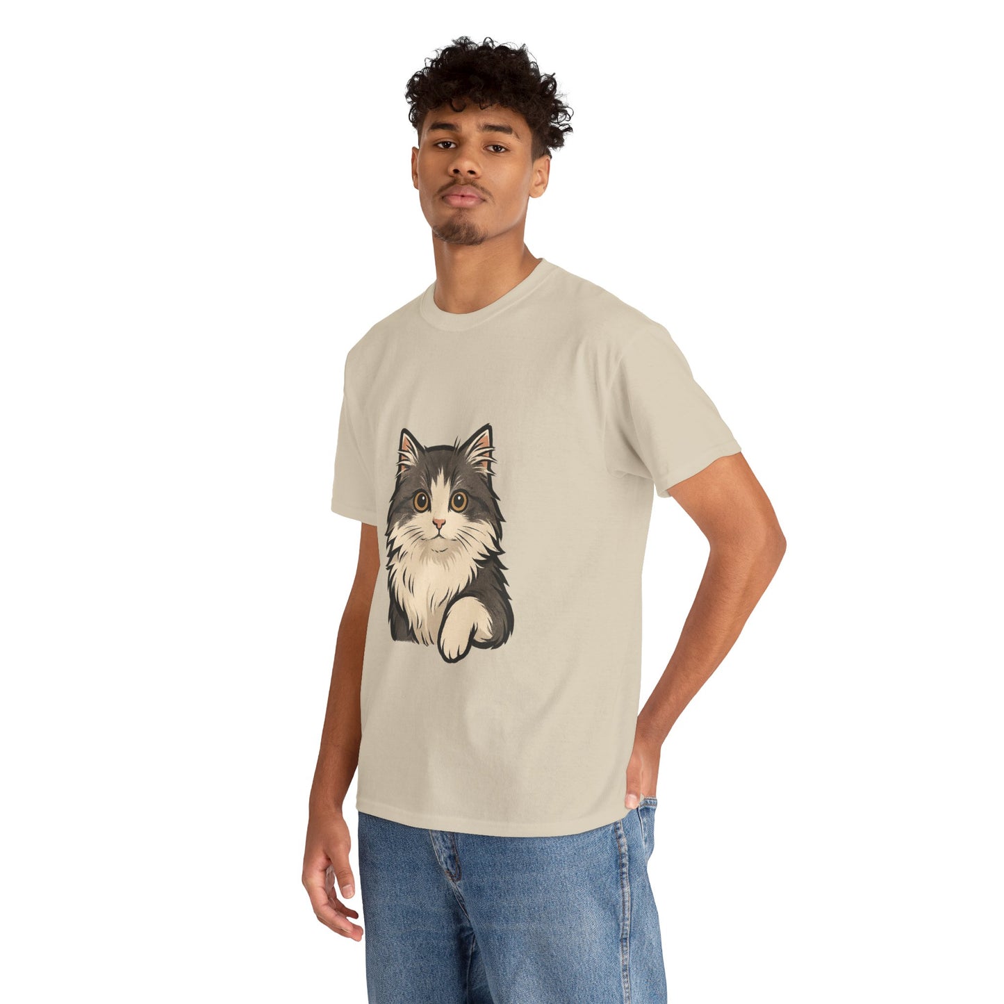 Cute Cat Unisex Heavy Cotton Tee, Animal Lover Gift, Pet Owner Shirt, Cat Lover Apparel, Animal Themed Tee, Casual Everyday Wear
