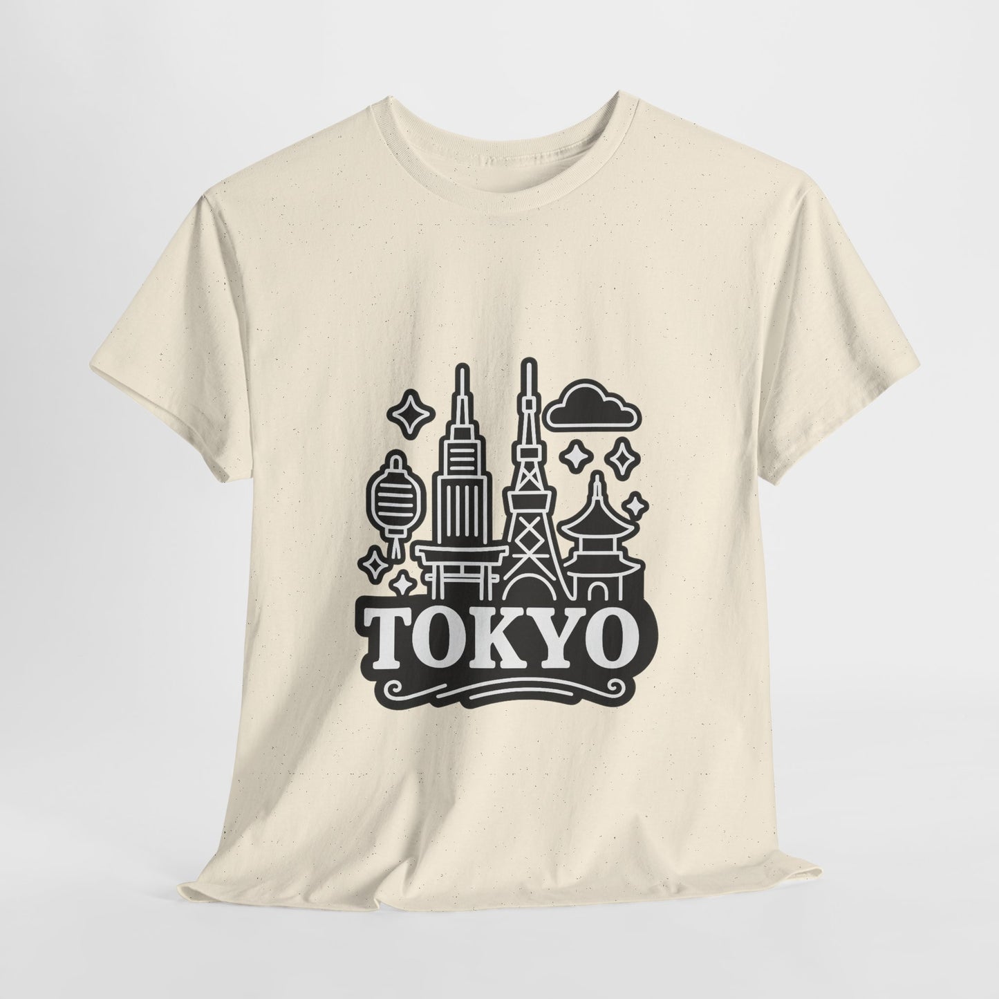 Tokyo Cityscape Unisex Heavy Cotton Tee, Graphic Tee, Travel T-Shirt, Urban Outfit, Gift for Travelers, Tokyo Lover Apparel