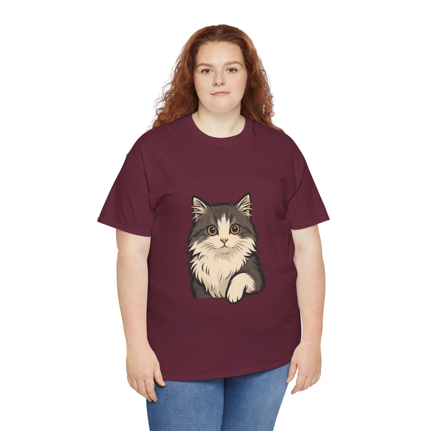 Cute Cat Unisex Heavy Cotton Tee, Animal Lover Gift, Pet Owner Shirt, Cat Lover Apparel, Animal Themed Tee, Casual Everyday Wear
