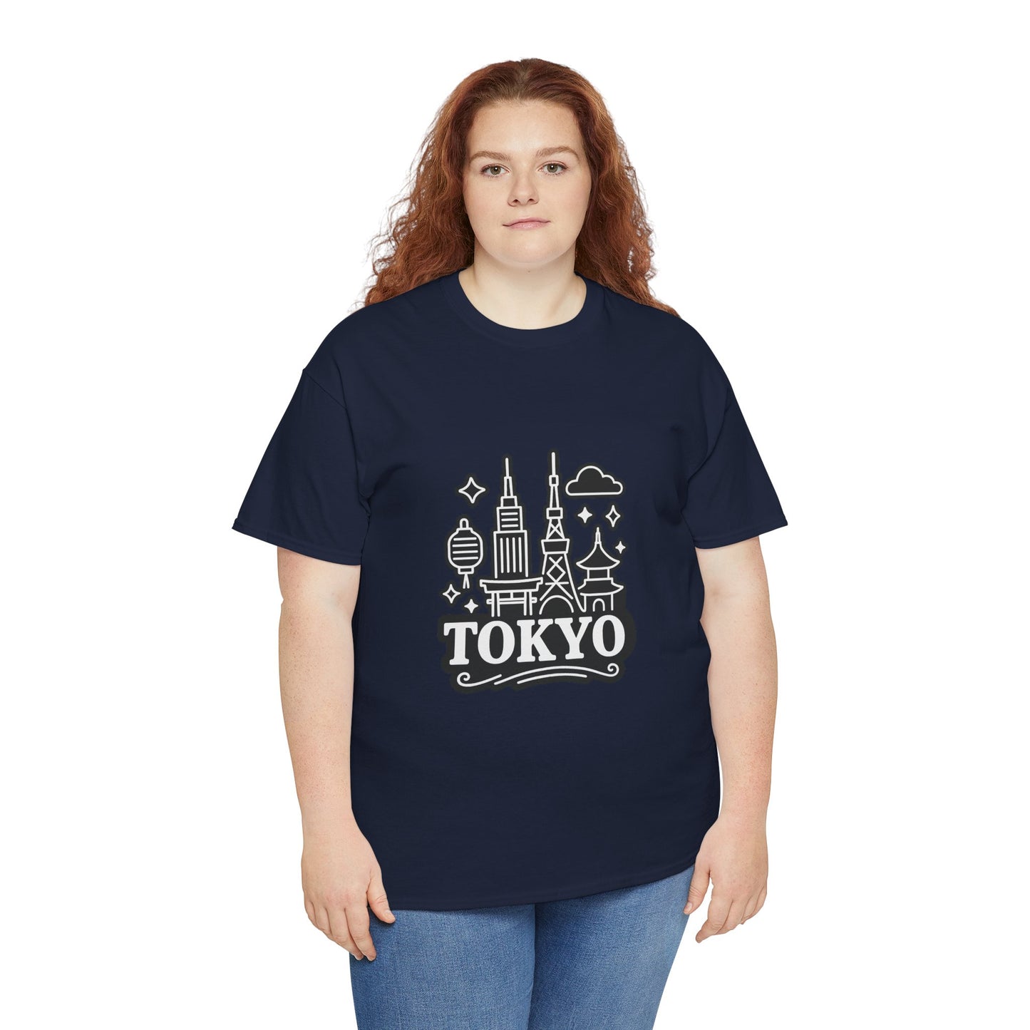 Tokyo Cityscape Unisex Heavy Cotton Tee, Graphic Tee, Travel T-Shirt, Urban Outfit, Gift for Travelers, Tokyo Lover Apparel