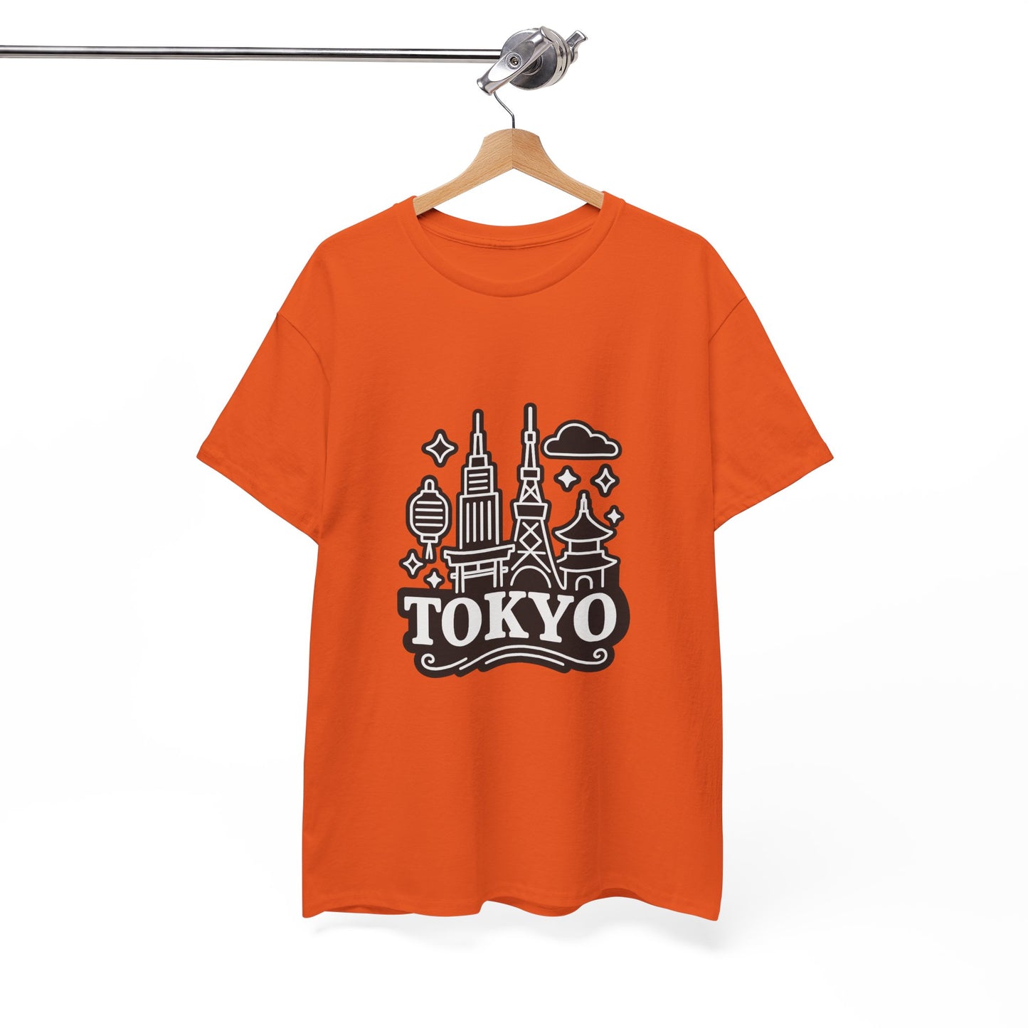Tokyo Cityscape Unisex Heavy Cotton Tee, Graphic Tee, Travel T-Shirt, Urban Outfit, Gift for Travelers, Tokyo Lover Apparel