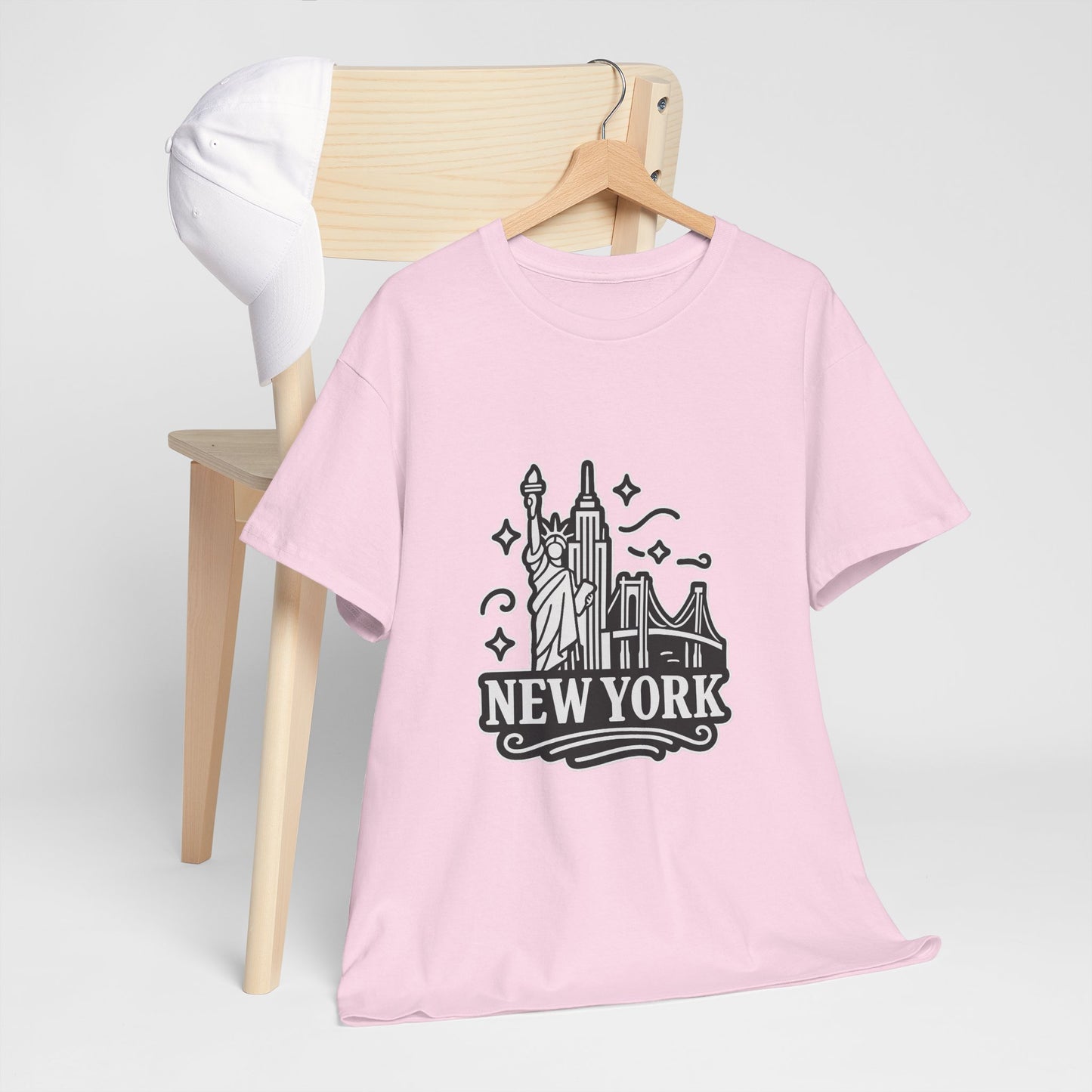 New York Skyline Unisex Heavy Cotton Tee, NYC T-Shirt, Travel Souvenir Shirt, Gift for New Yorkers, Cityscape Apparel
