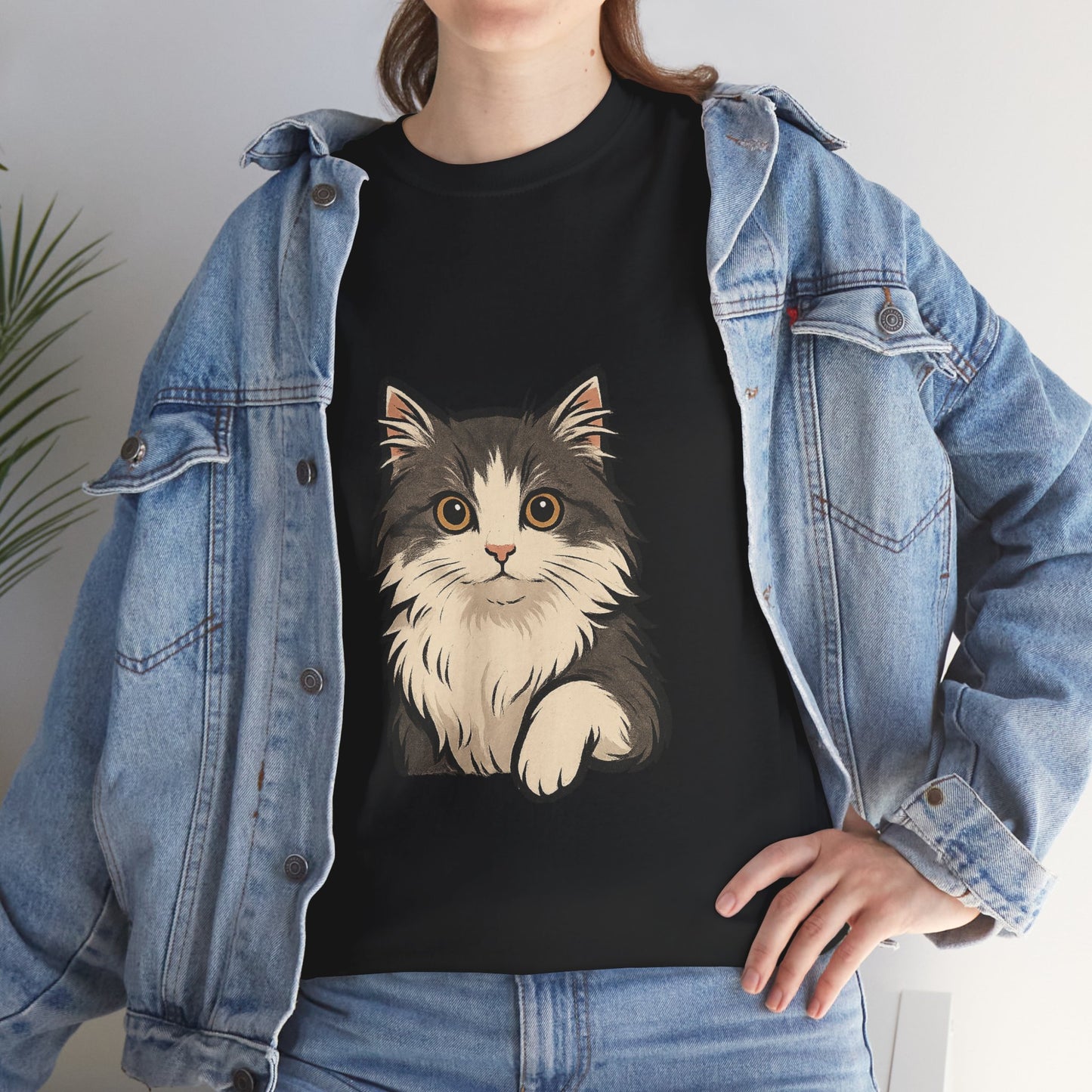Cute Cat Unisex Heavy Cotton Tee, Animal Lover Gift, Pet Owner Shirt, Cat Lover Apparel, Animal Themed Tee, Casual Everyday Wear