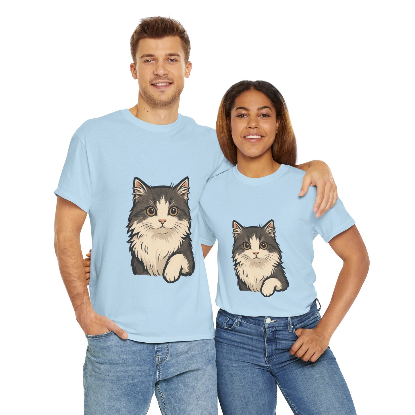 Cute Cat Unisex Heavy Cotton Tee, Animal Lover Gift, Pet Owner Shirt, Cat Lover Apparel, Animal Themed Tee, Casual Everyday Wear