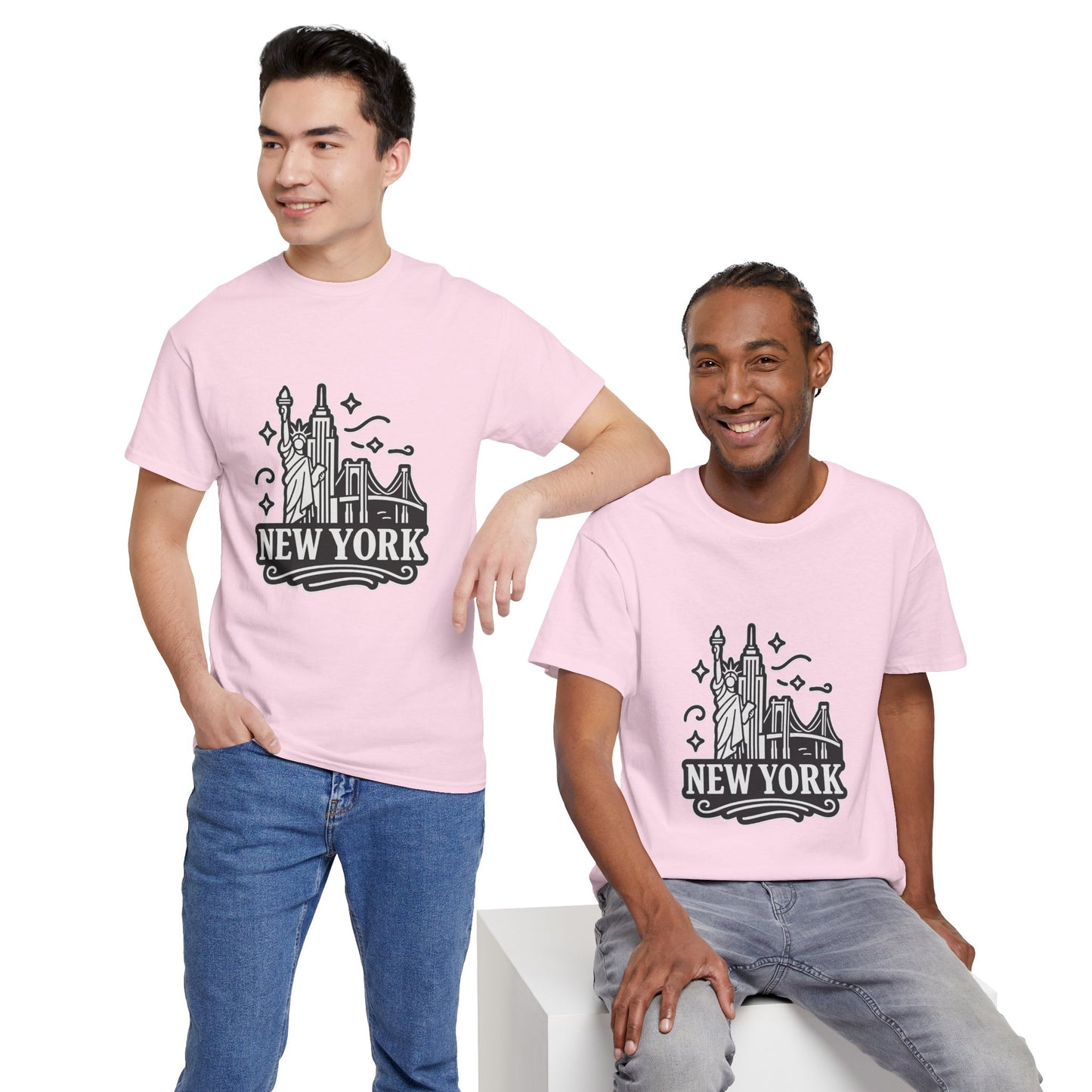 New York Skyline Unisex Heavy Cotton Tee, NYC T-Shirt, Travel Souvenir Shirt, Gift for New Yorkers, Cityscape Apparel