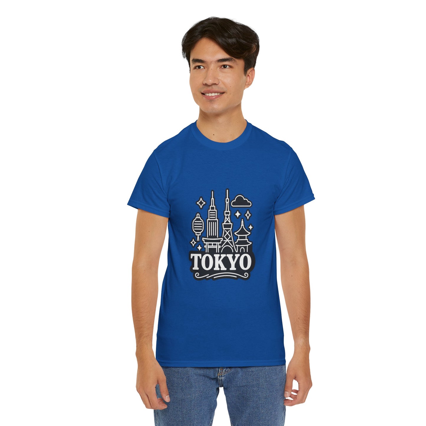 Tokyo Cityscape Unisex Heavy Cotton Tee, Graphic Tee, Travel T-Shirt, Urban Outfit, Gift for Travelers, Tokyo Lover Apparel