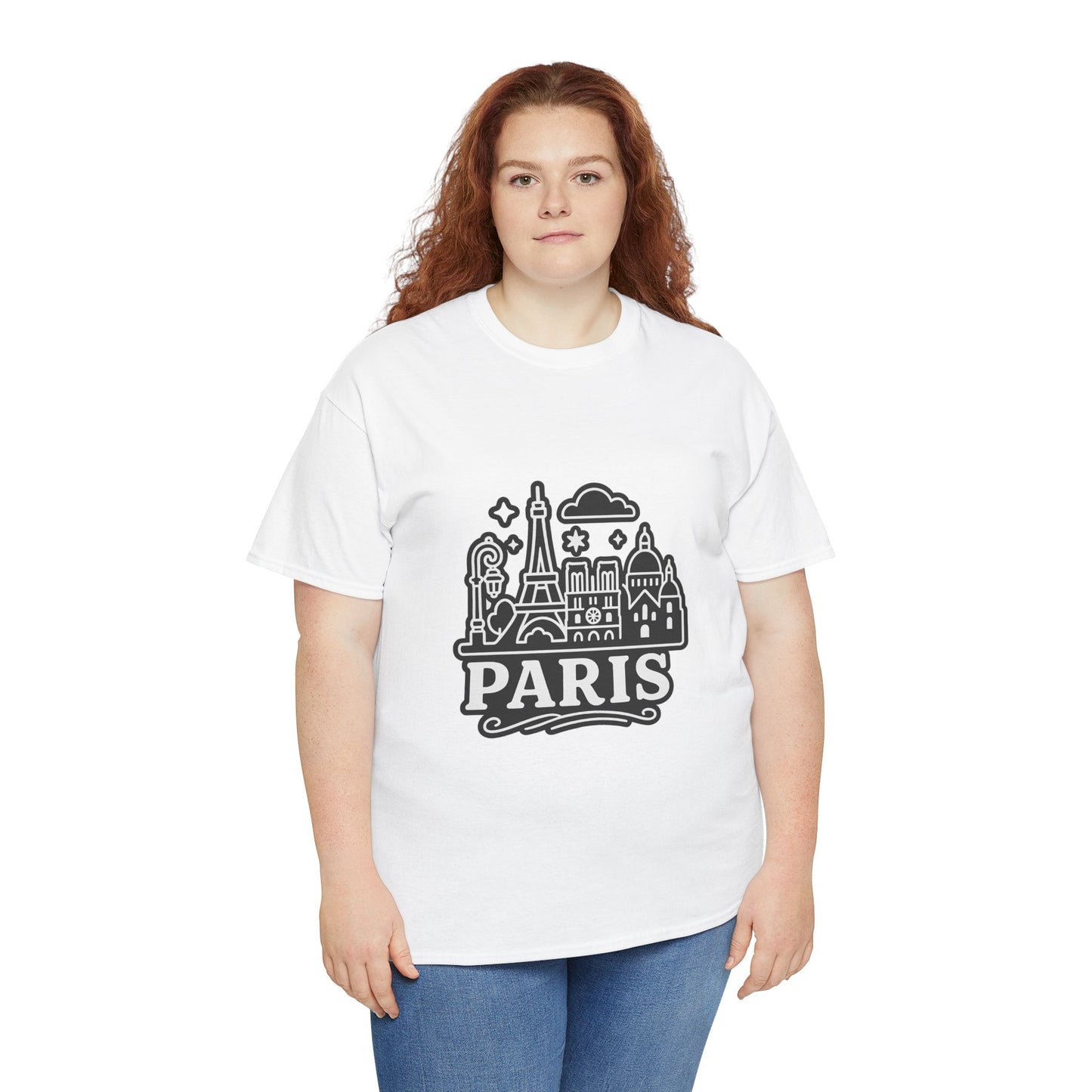 Paris-Themed Unisex Heavy Cotton Tee | Travel Gift, Casual Wear, Souvenir Shirt, Vacation Apparel, Paris Lover's Tee