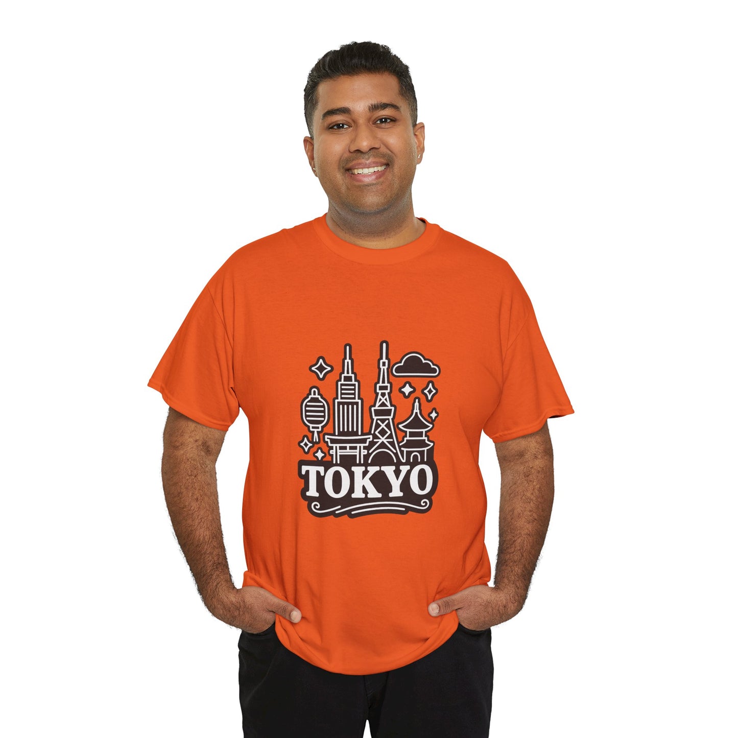Tokyo Cityscape Unisex Heavy Cotton Tee, Graphic Tee, Travel T-Shirt, Urban Outfit, Gift for Travelers, Tokyo Lover Apparel