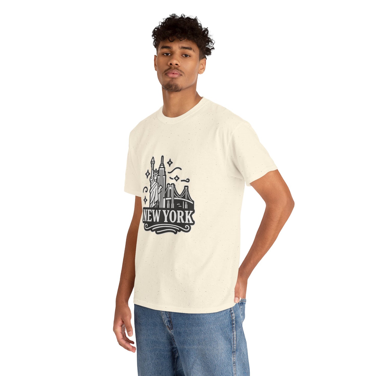 New York Skyline Unisex Heavy Cotton Tee, NYC T-Shirt, Travel Souvenir Shirt, Gift for New Yorkers, Cityscape Apparel
